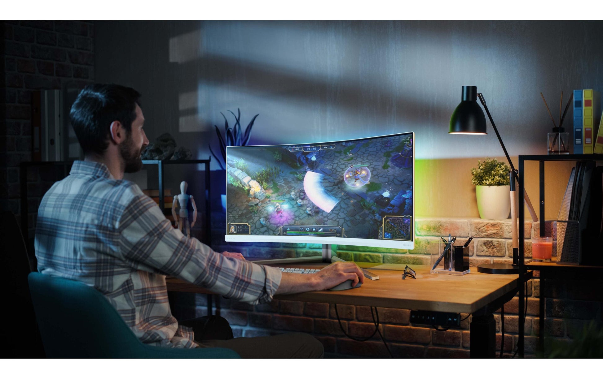 Philips Evnia 5000 34M2C5501A/00 – Monitor, 34", Curved, USB-Hub, Lautsprecher, VESA 100 × 100, Weiss