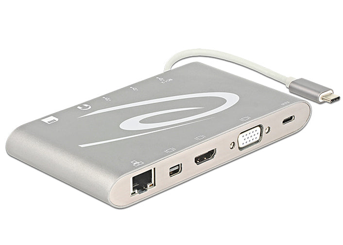 DeLOCK 87298 Dockingstation – USB-C, DP/HDMI/VGA, 3× USB-A, GbE, SD/microSD, 3,5 mm, für Windows/Mac/Android