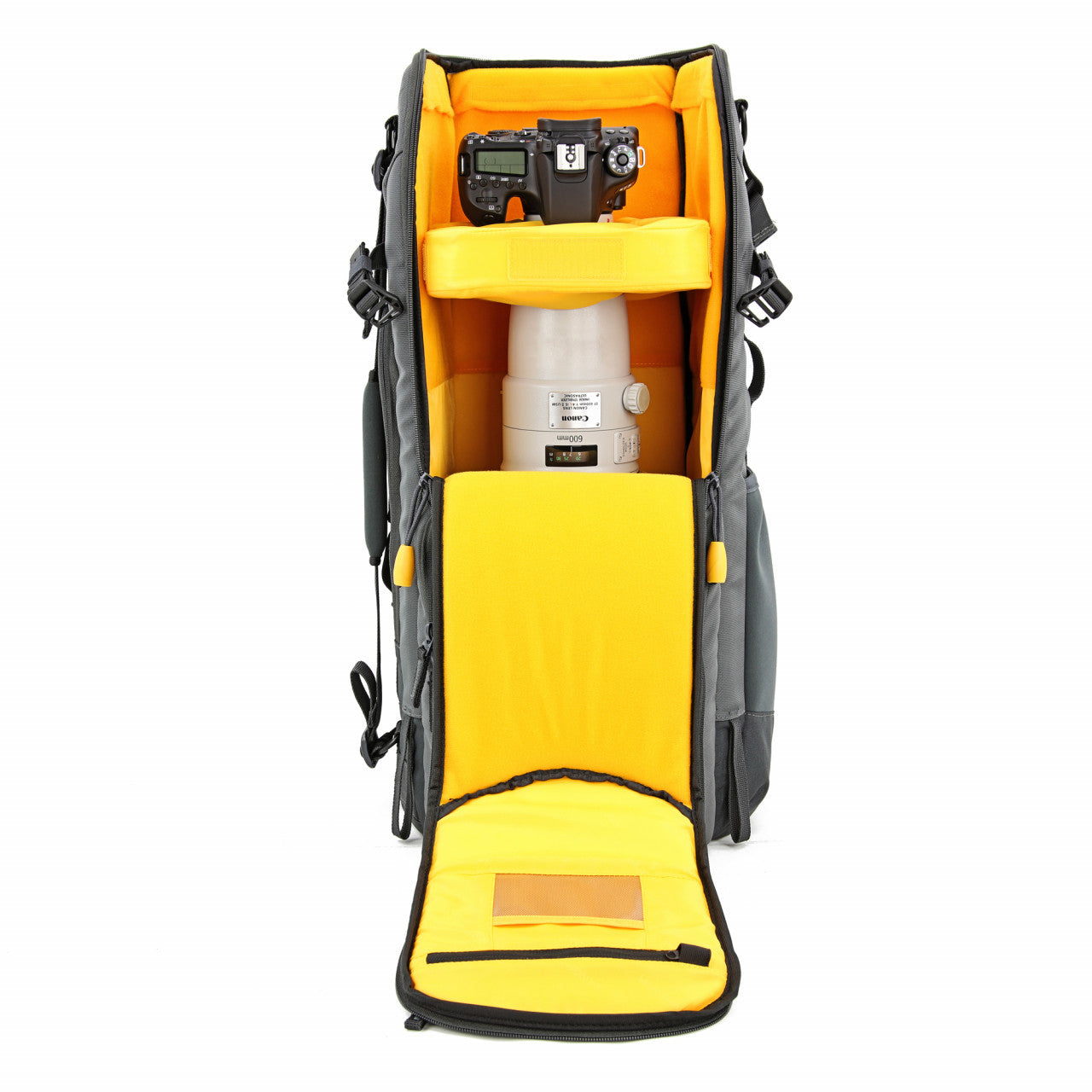 Vanguard Alta Sky 66 Rucksack – Für Super-Tele bis 600 mm f/4 – 9" Tablet, Regenabdeckung – Grau