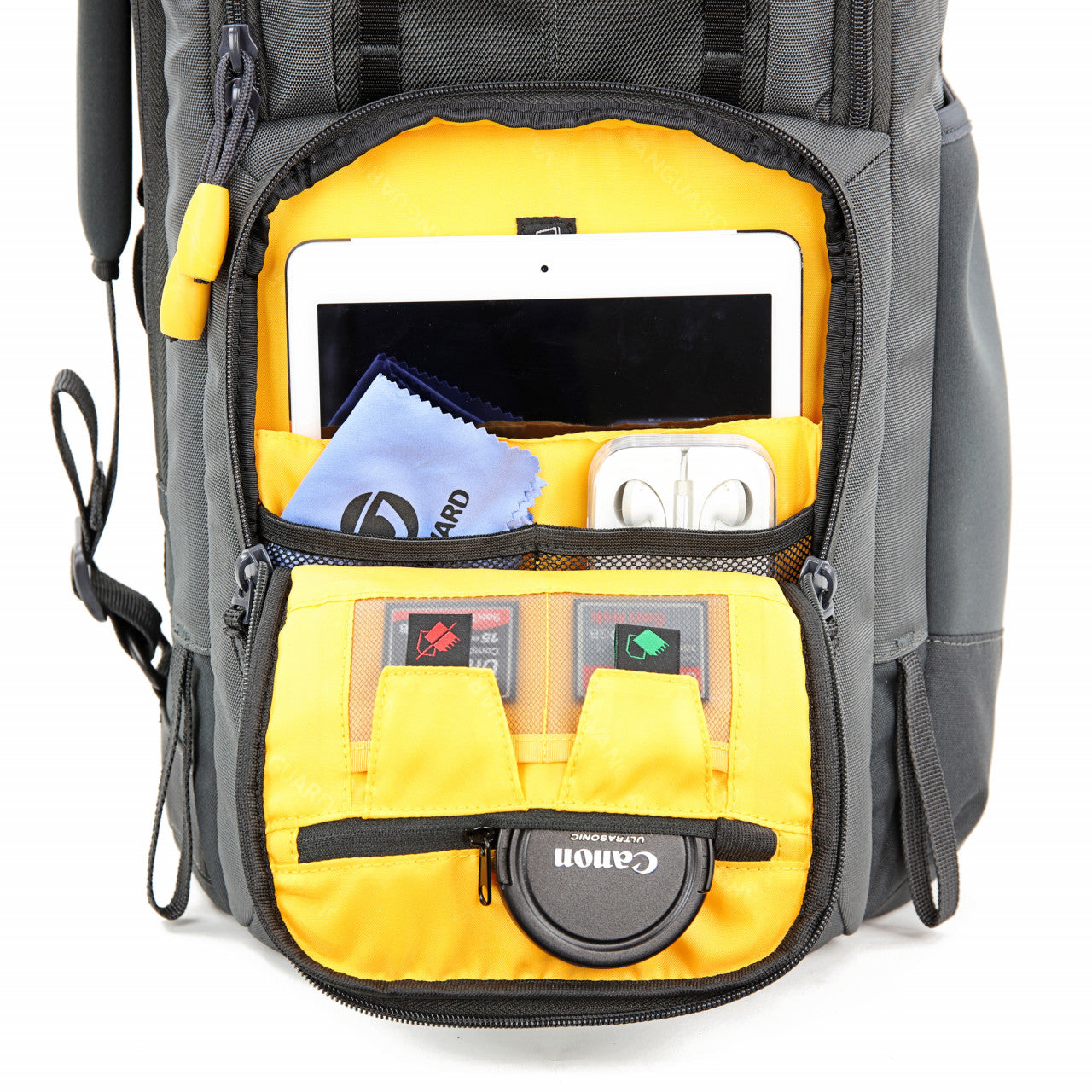 Vanguard Alta Sky 66 Rucksack – Für Super-Tele bis 600 mm f/4 – 9" Tablet, Regenabdeckung – Grau