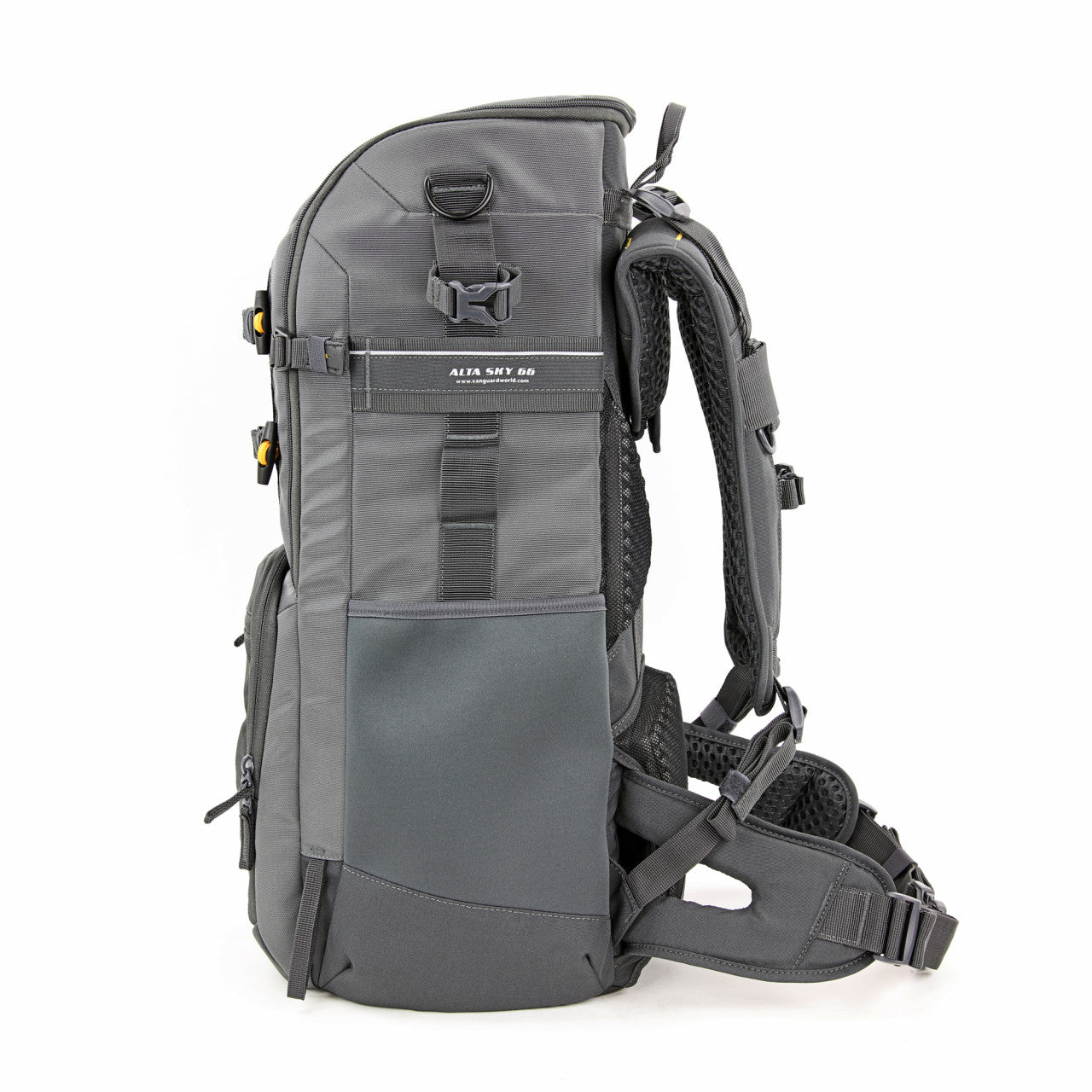 Vanguard Alta Sky 66 Rucksack – Für Super-Tele bis 600 mm f/4 – 9" Tablet, Regenabdeckung – Grau