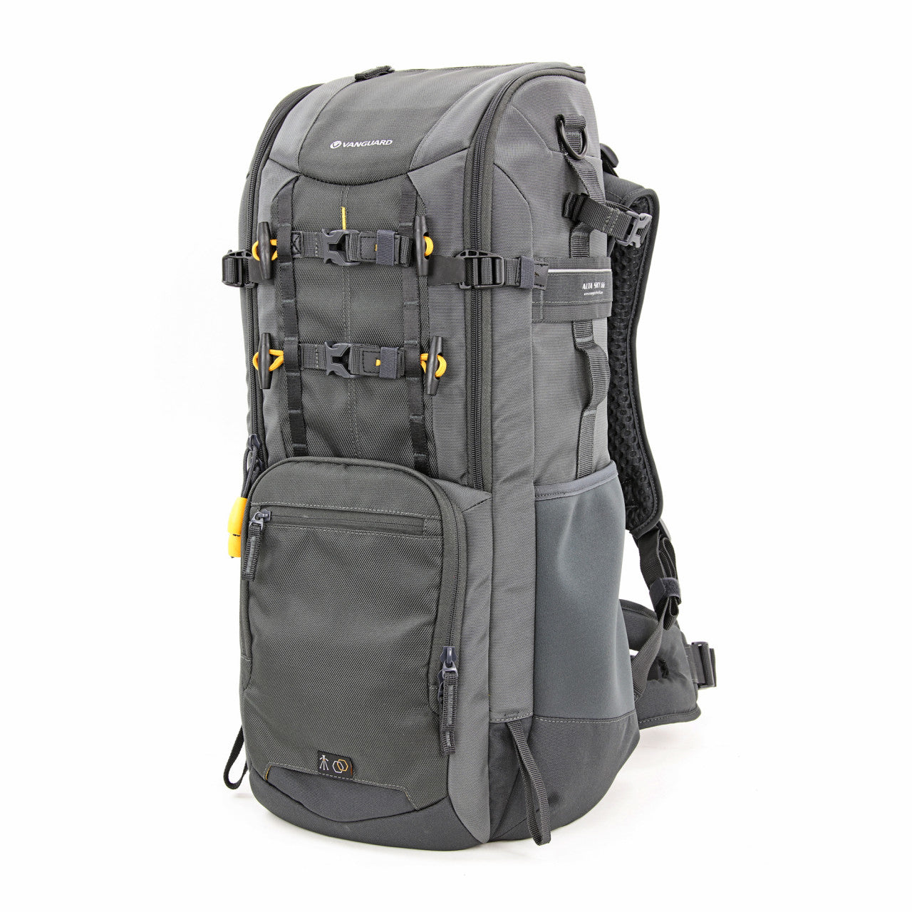 Vanguard Alta Sky 66 Rucksack – Für Super-Tele bis 600 mm f/4 – 9" Tablet, Regenabdeckung – Grau
