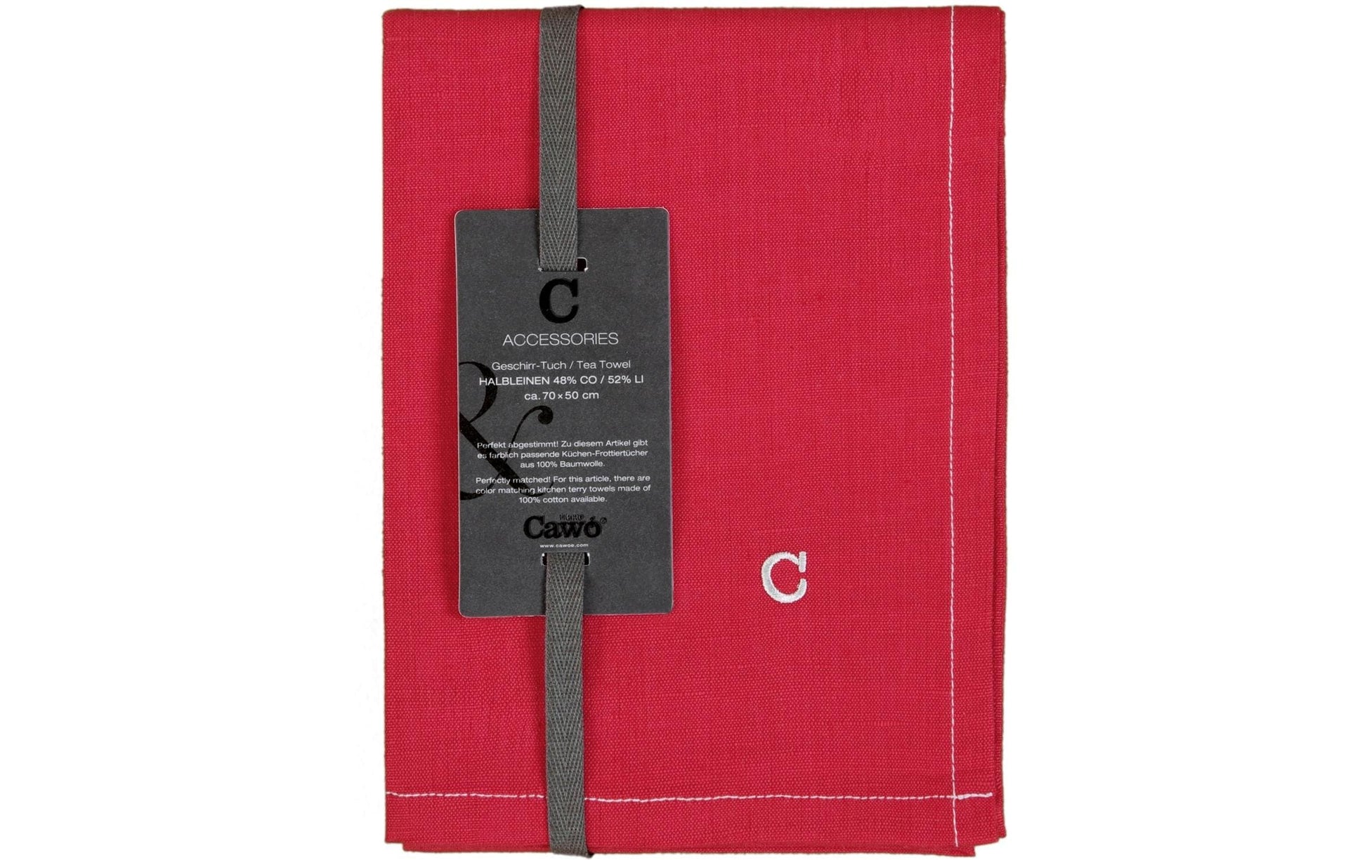 Cawö Geschirrtuch – Bordeaux – 50 × 70 cm – Leinen