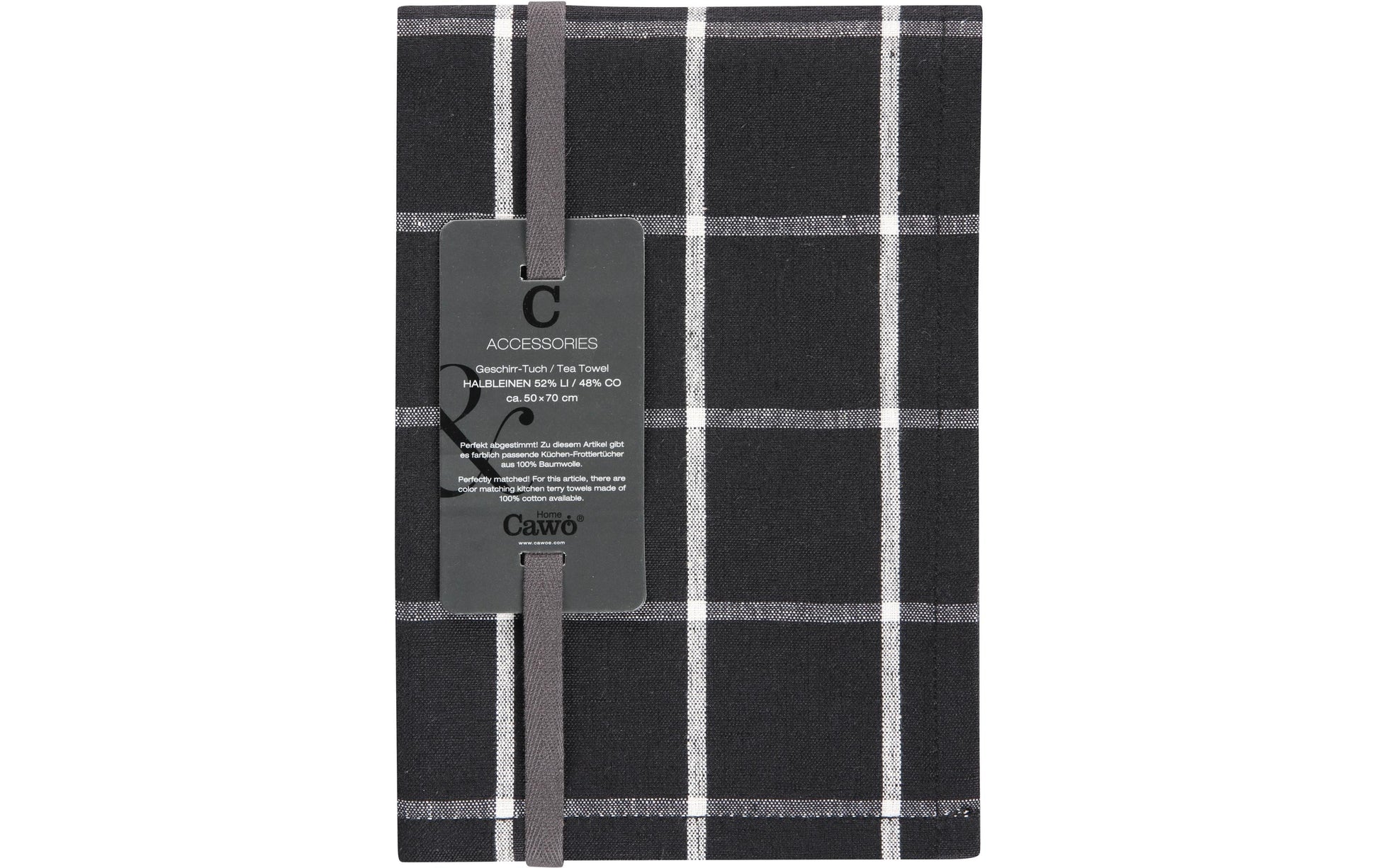 Cawö Geschirrtuch Zoom Caro – 50 × 70 cm, Weiss, Baumwolle, OEKO-TEX