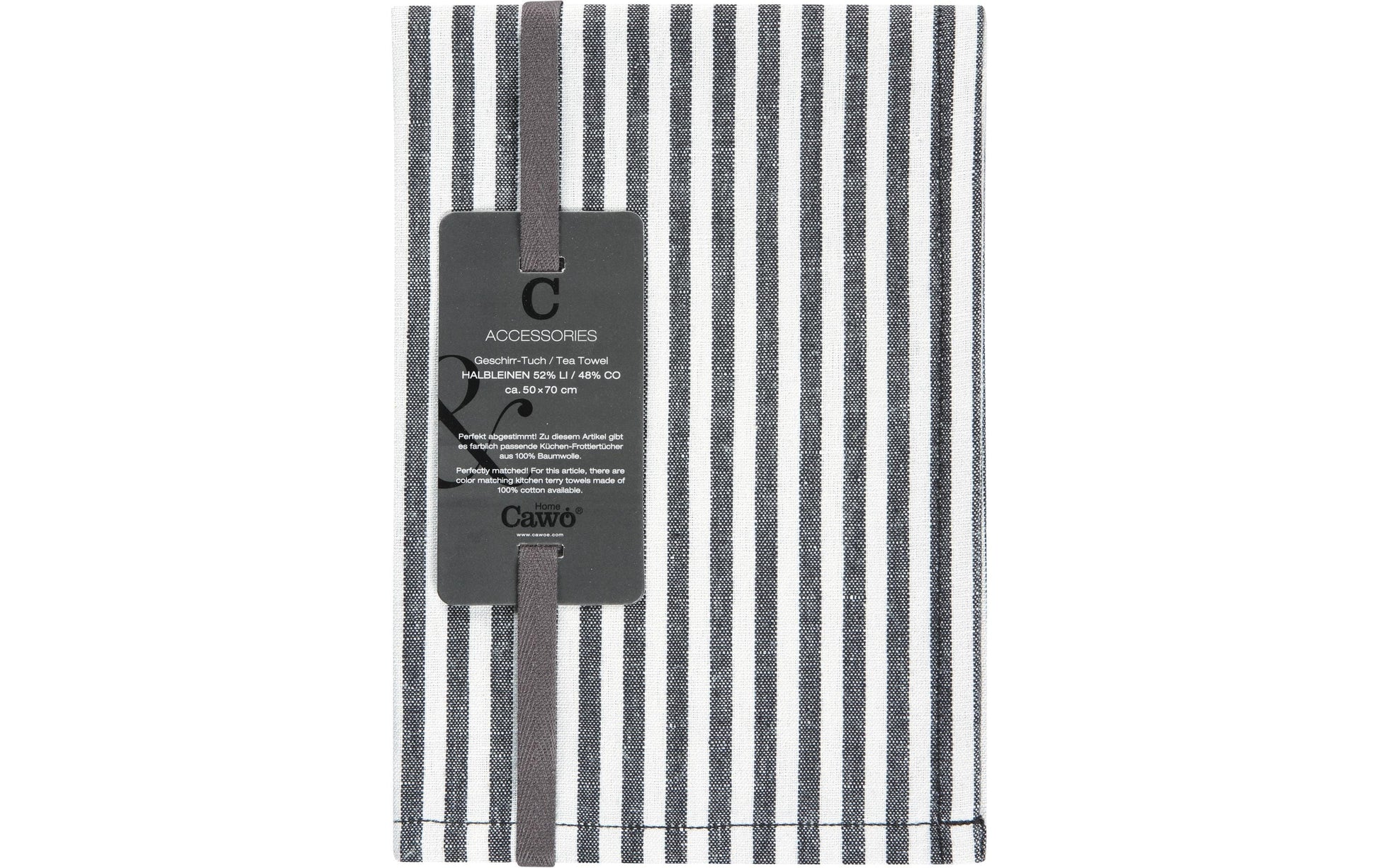 Cawö Zoom Streifen – Geschirrtuch 50 × 70 cm, Baumwolle, Schwarz/Weiss