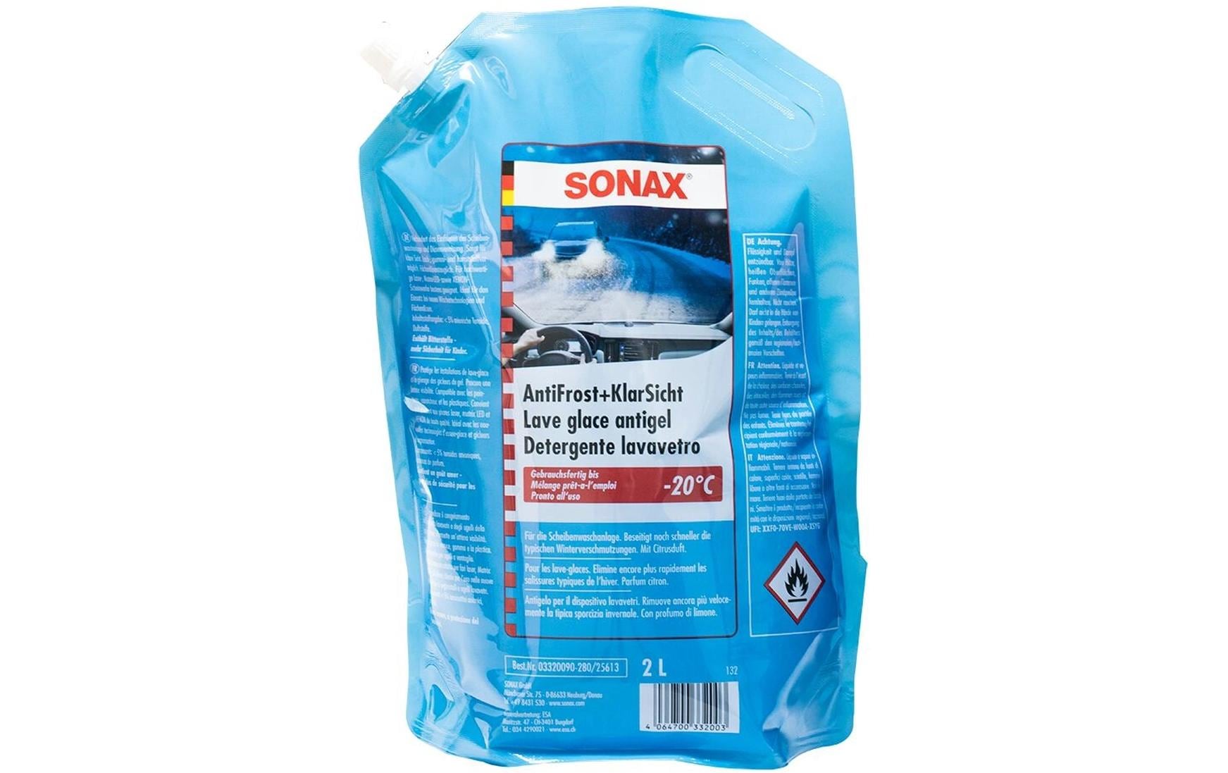 Sonax Antifrost + KlarSicht Scheibenreiniger – für Windschutzscheibe – 2 l – frostsicher bis -20 °C