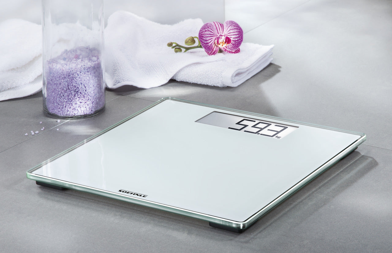 Soehnle Personenwaage Style Sense Comfort 100 – Tragkraft 180 kg, Teilung 100 g, Wiegefläche 34,5 × 35 cm