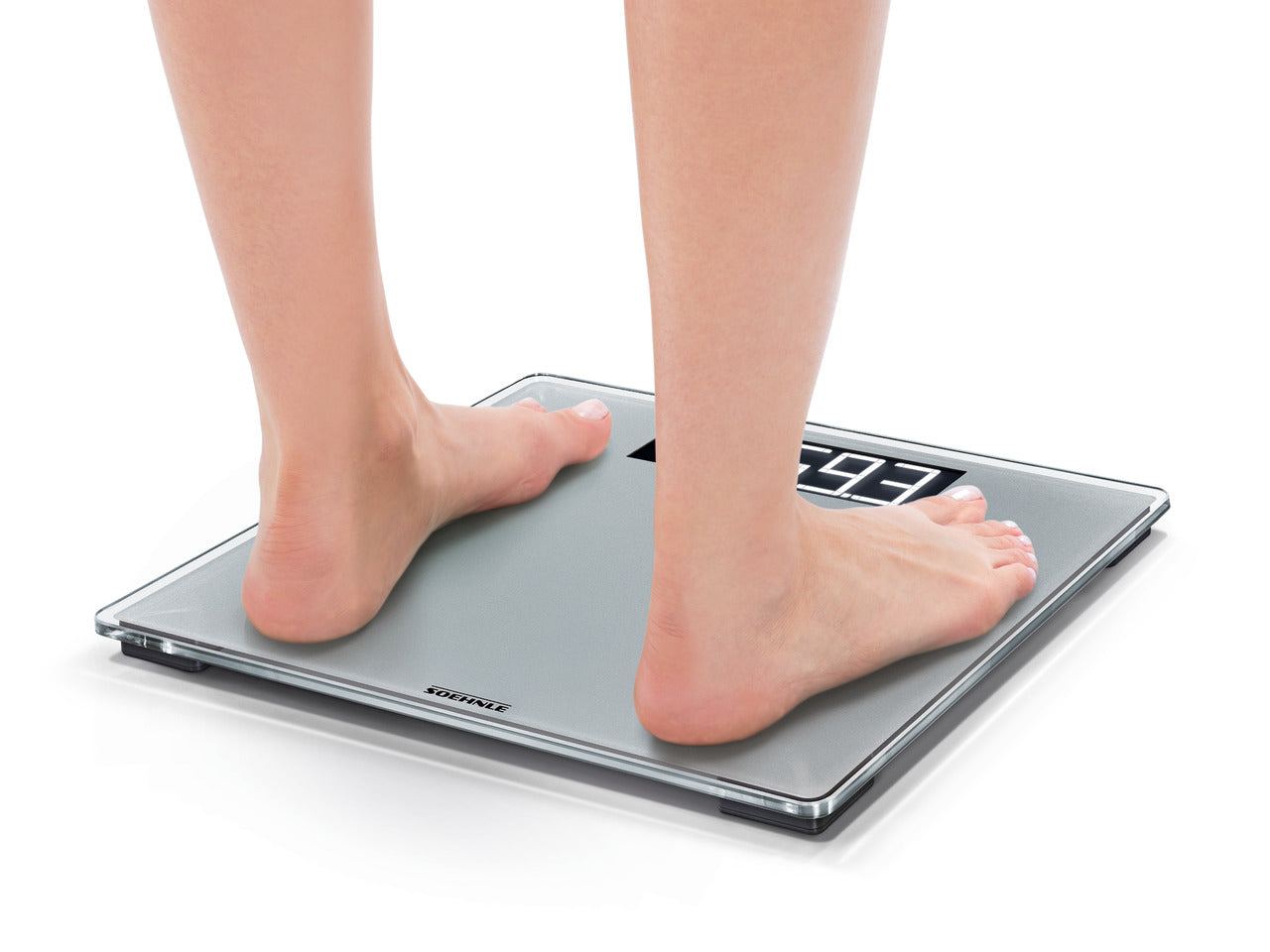 Soehnle Digitale Personenwaage Style Sense Comfort 600 – Genauigkeit 100 g – 200 kg – Silber – Sicherheitsglas