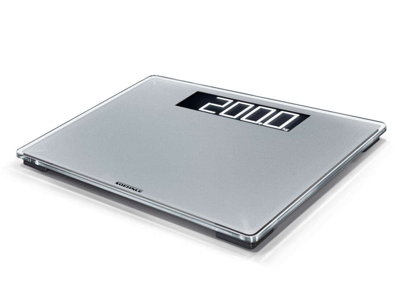 Soehnle Digitale Personenwaage Style Sense Comfort 600 – Genauigkeit 100 g – 200 kg – Silber – Sicherheitsglas