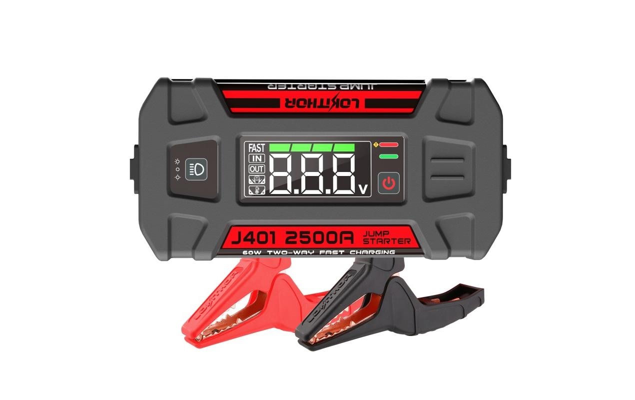 Lokithor J401 Booster – 1500 A Startstrom, 74 Wh, 12 V, Li-Pol (LiHV), USB, LED-Taschenlampe