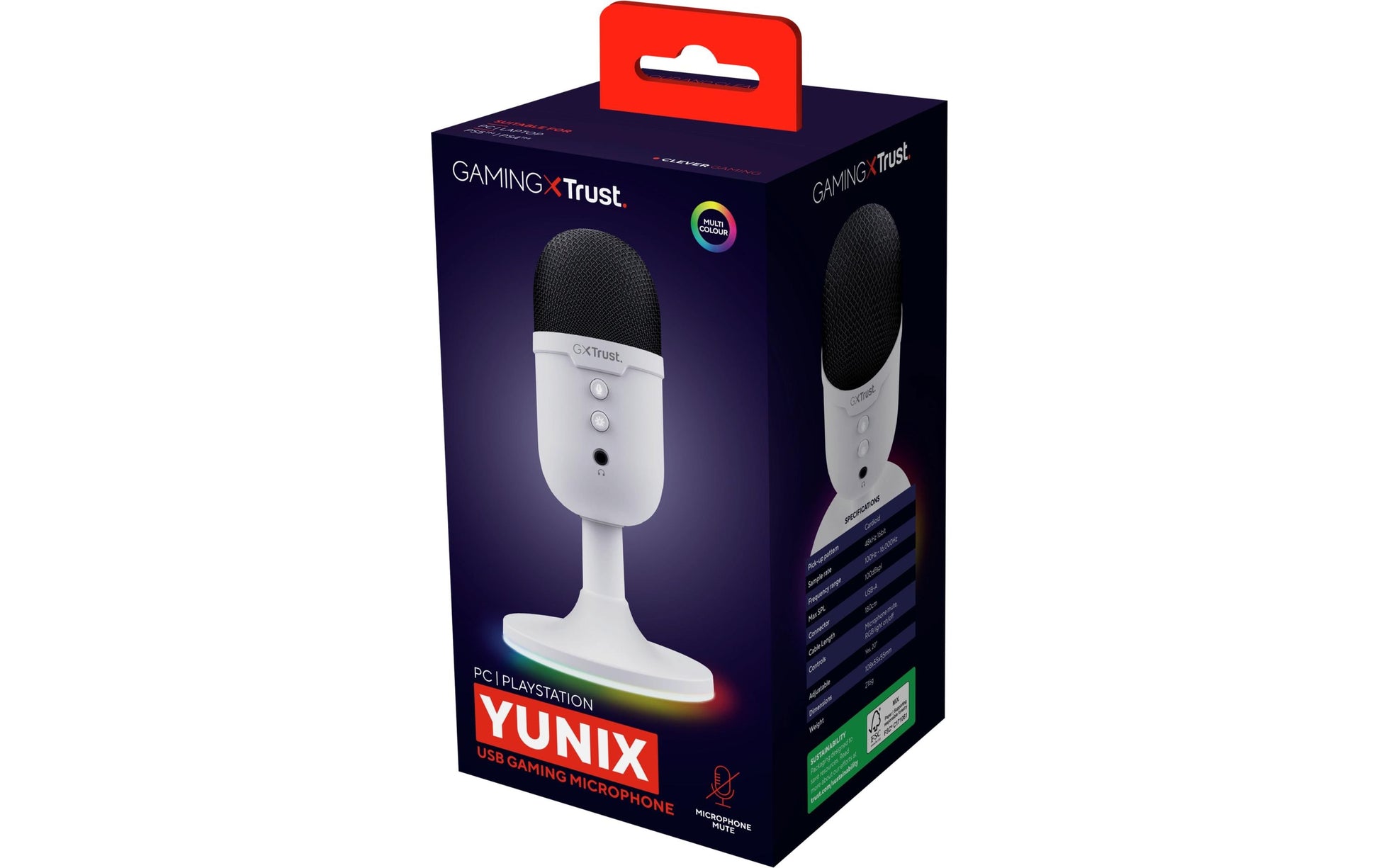 Trust GXT 234W Yunix Tischmikrofon – USB-A/3,5 mm Klinke, Niere, 16 Bit/48 kHz, für Windows/Mac