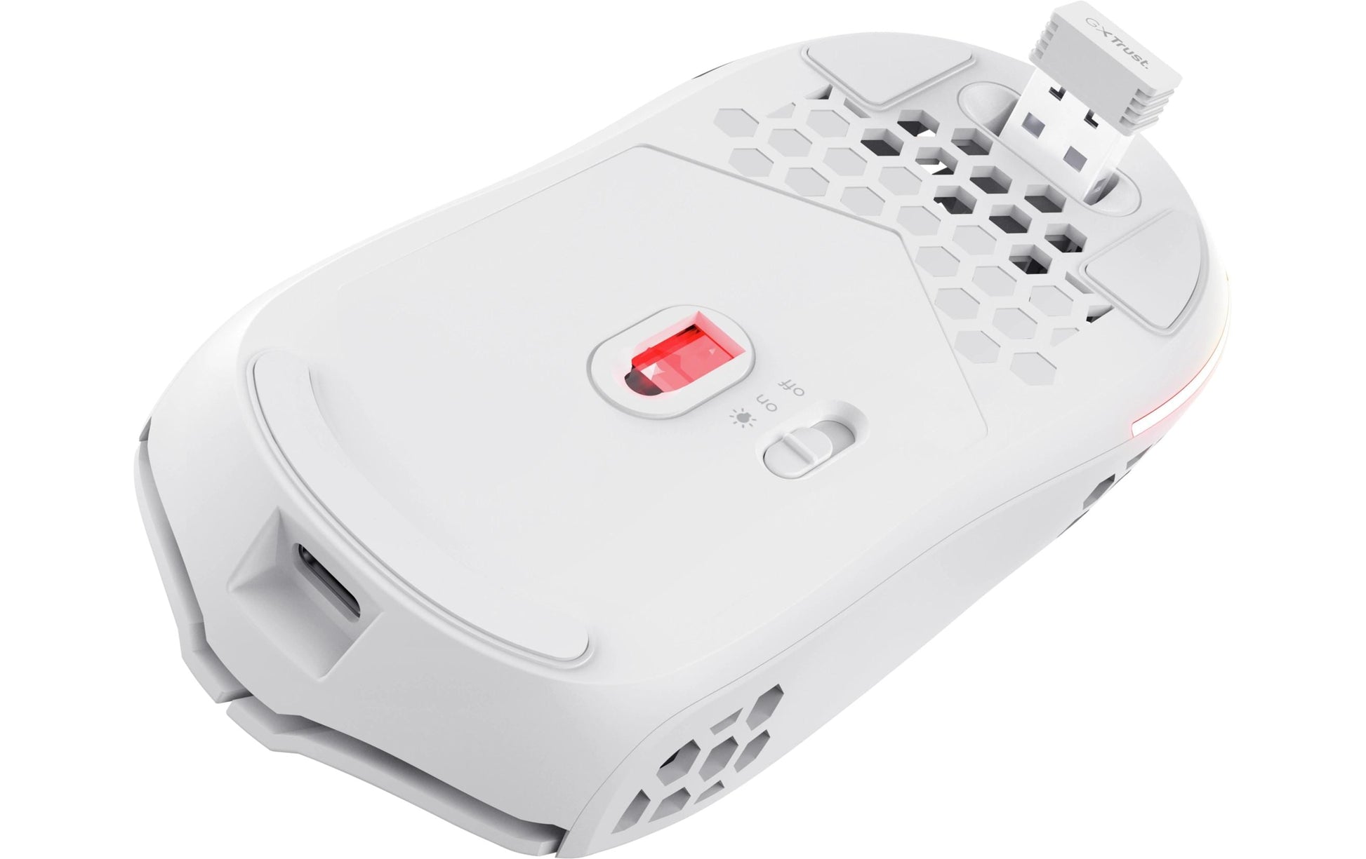 Trust GXT 929 Helox – Gaming-Maus – Kabellos (2,4 GHz), 4800 DPI, RGB-Beleuchtung, Rechtshänder, Weiss
