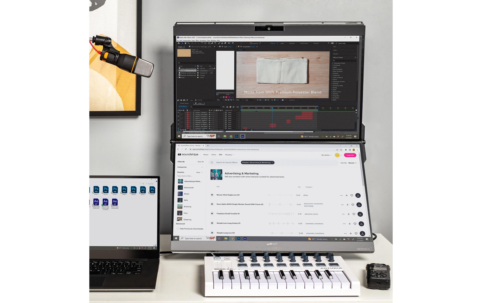 Mobile Pixels Geminos T 24 – Monitor, 24", 60 Hz, 250 cd/m², Webcam, Lautsprecher, 2× USB-C, 2× HDMI, Schwarz