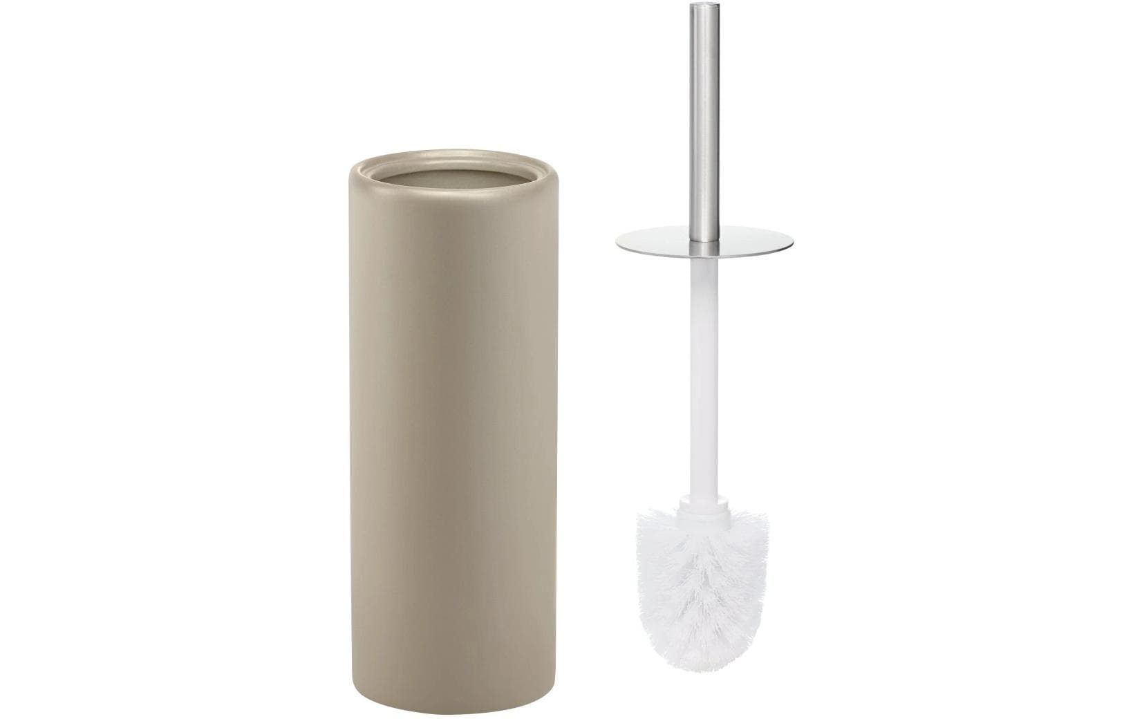 Diaqua WC-Bürstenset – Keramik, beige, bodenstehend, mit Deckel, H 39 cm, Ø 10,5 cm