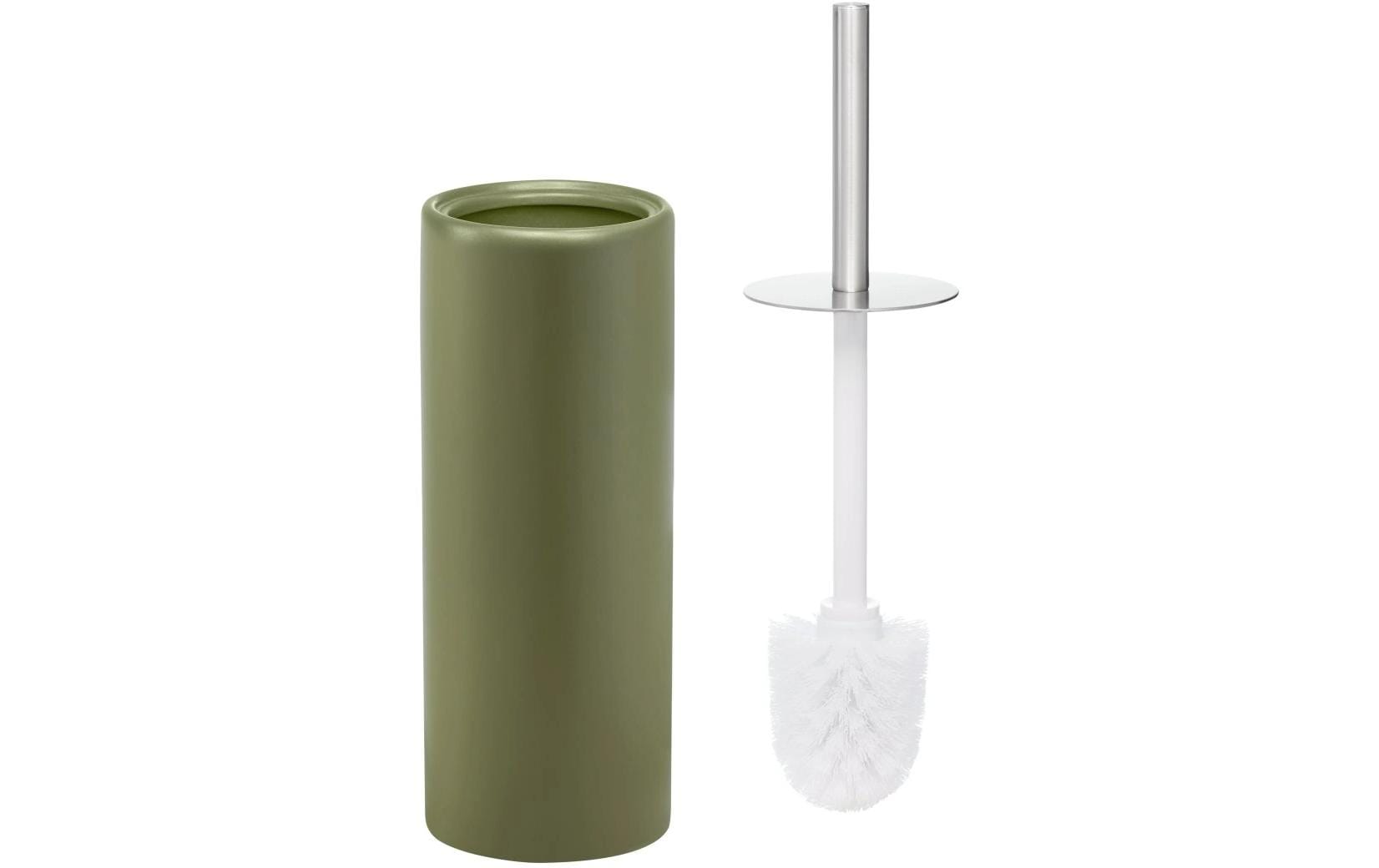Diaqua WC-Bürstenset – Keramik, Olivgrün, Bodenstehend, mit Deckel, H 39 cm, Ø 10,5 cm