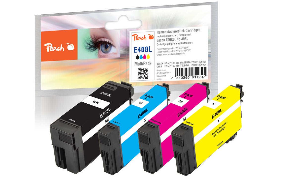 Peach Tintenpatronen-Multipack 408L, CMYK, Kompatibel – für Epson WorkForce Pro WF-C4310, WF-C4810