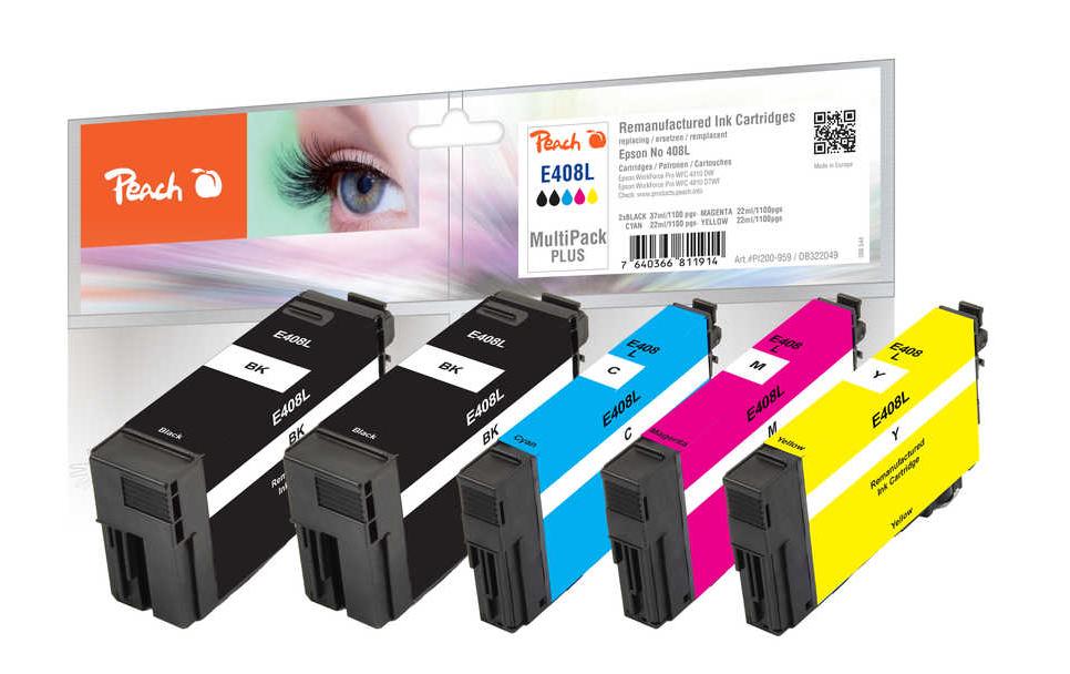 Peach Tintenpatronen-Multipack 408L, kompatibel – für Epson WorkForce Pro WF-C4310, WF-C4810