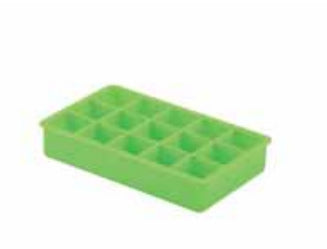 Point-Virgule Dotz Kleine Eiswürfelform – 18,5 × 18,5 × 3,5 cm, Silikon, Grün, 15 Stk.