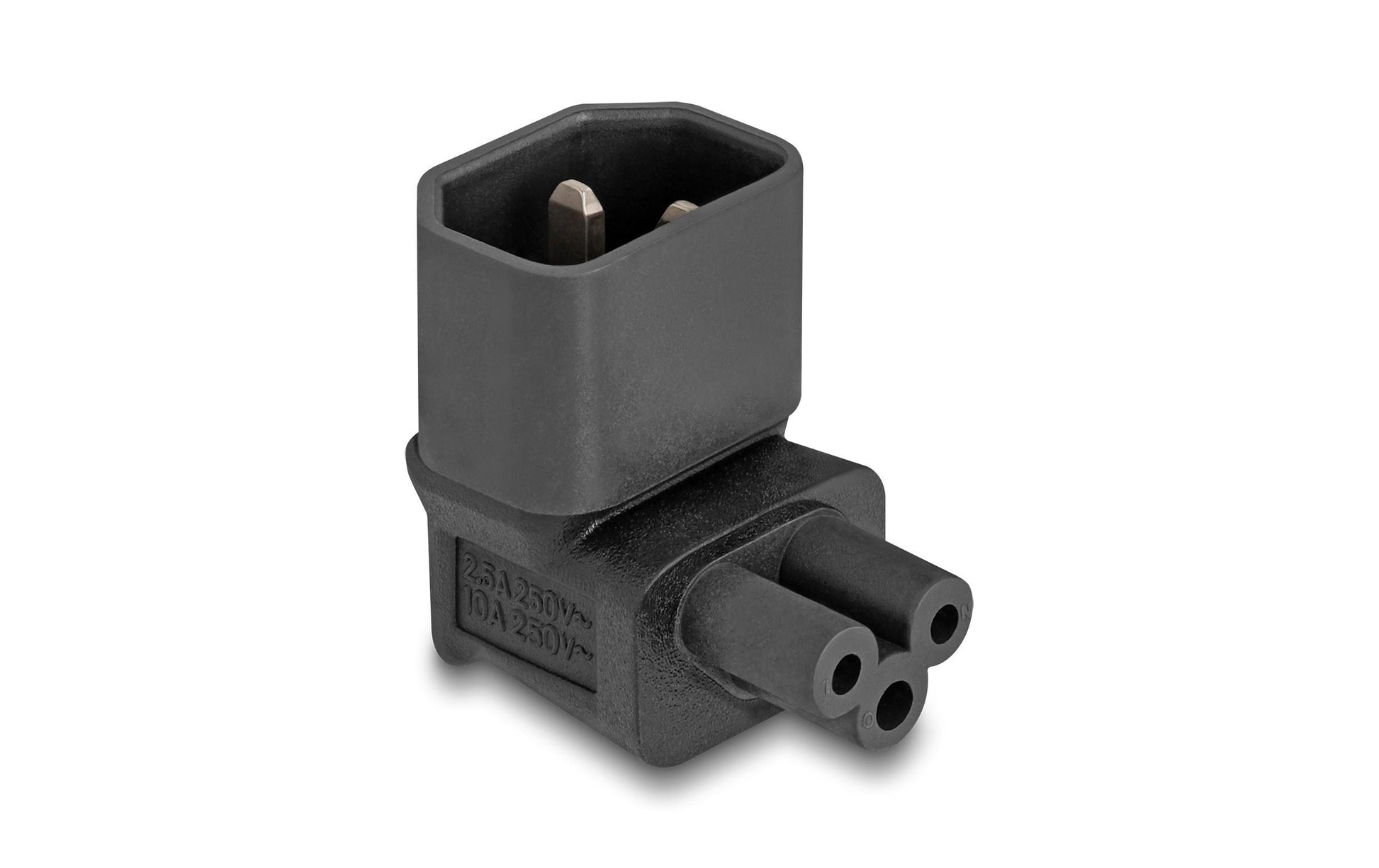 DeLOCK Netzadapter IEC 60320 C14 zu C5 – 250 V, 2,5 A, 90° abgewinkelt – Schwarz