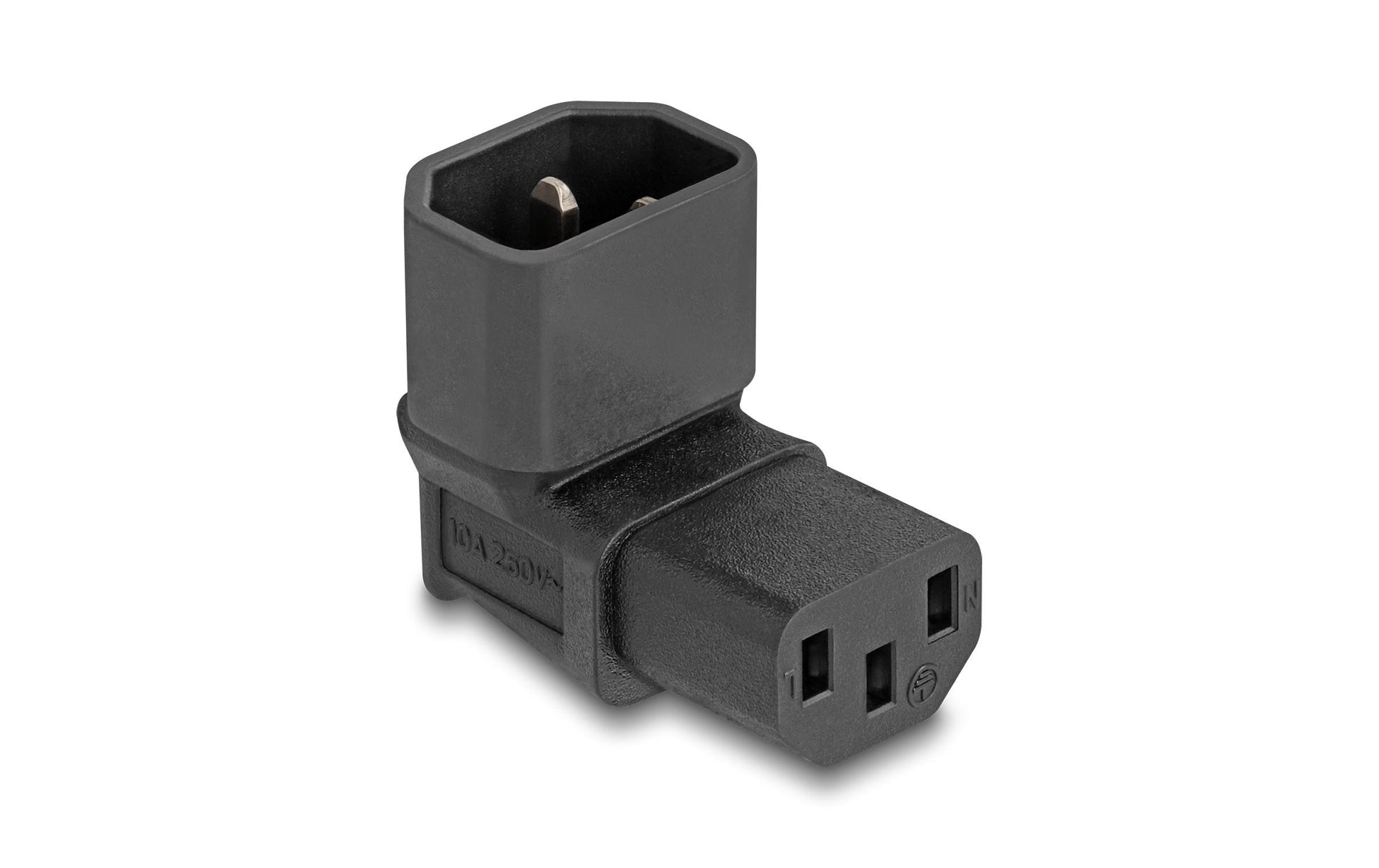 DeLOCK Netzadapter IEC 60320 C14 zu C13 – 10 A, 250 V, 90° abgewinkelt – Schwarz