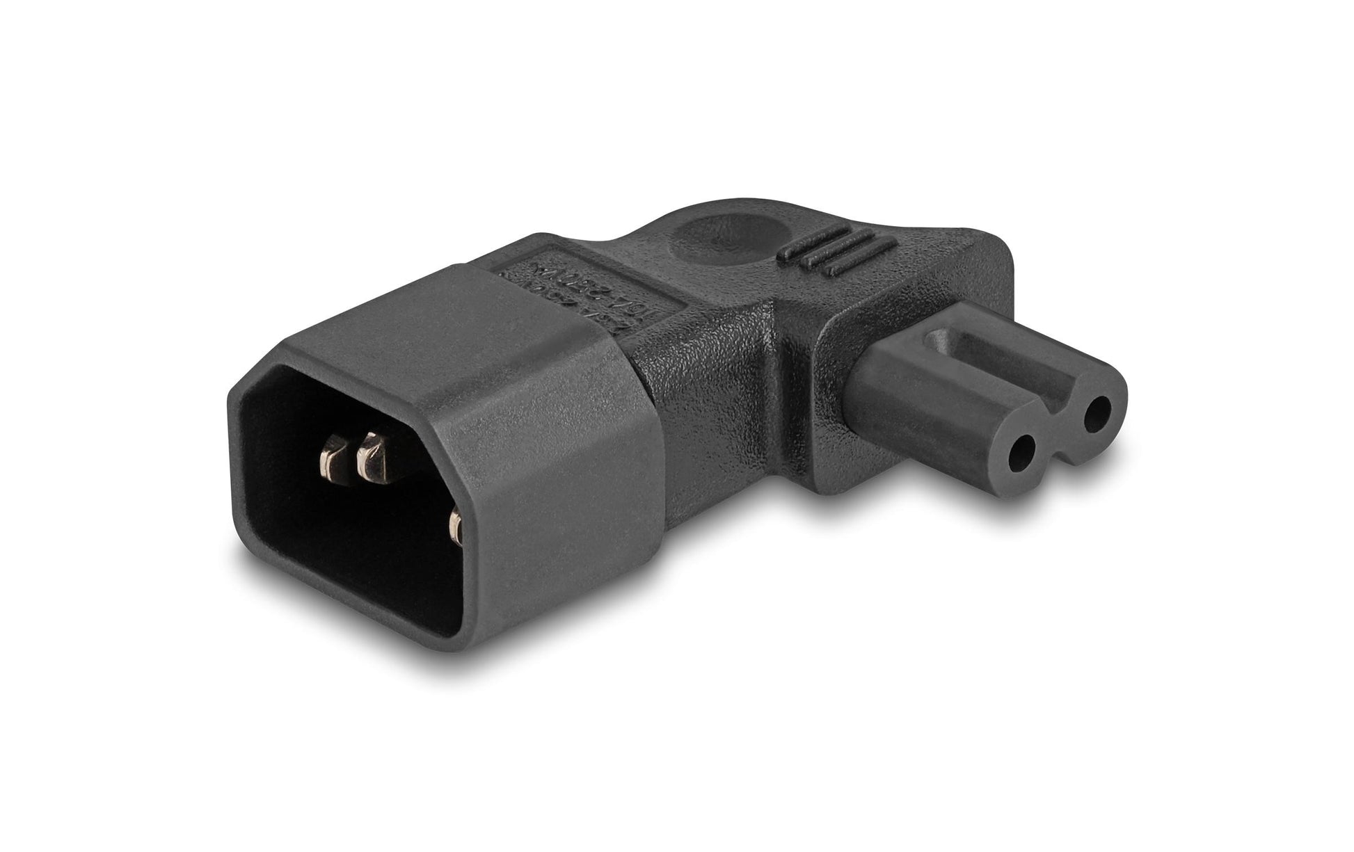 DeLOCK Netzadapter IEC 60320 C14 zu C7 – 250 V, 2,5 A, C14 (männlich) zu C7 (weiblich), 90° abgewinkelt, Schwarz