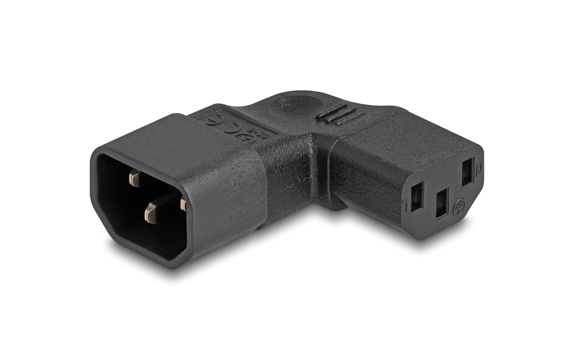 DeLOCK Netzadapter IEC 60320 C14 zu C13 – 10 A, 250 V, 90° abgewinkelt – Schwarz
