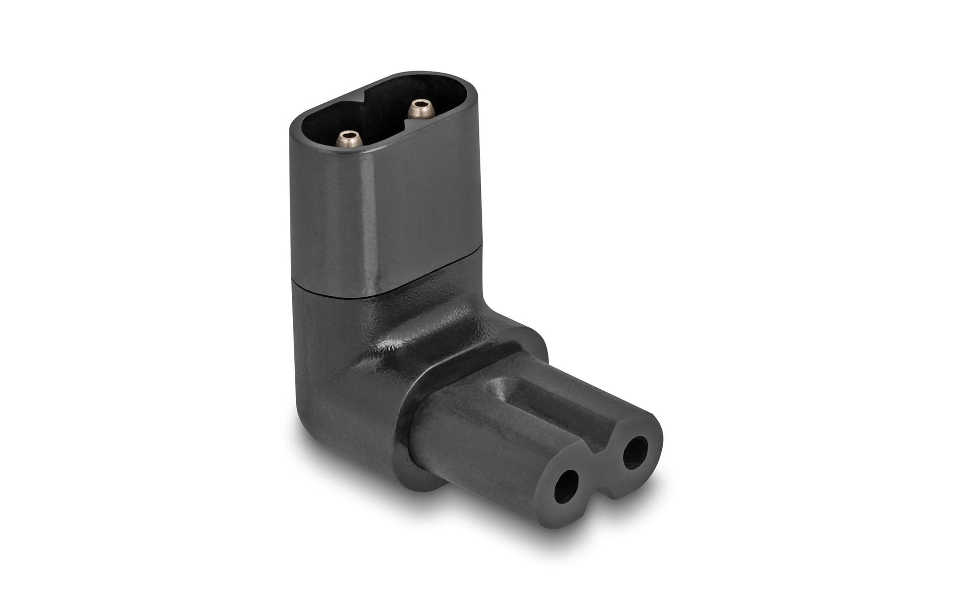 DeLOCK Netzadapter IEC 60320 C8 zu C7 – 2,5 A, 250 V, abgewinkelt, Schwarz