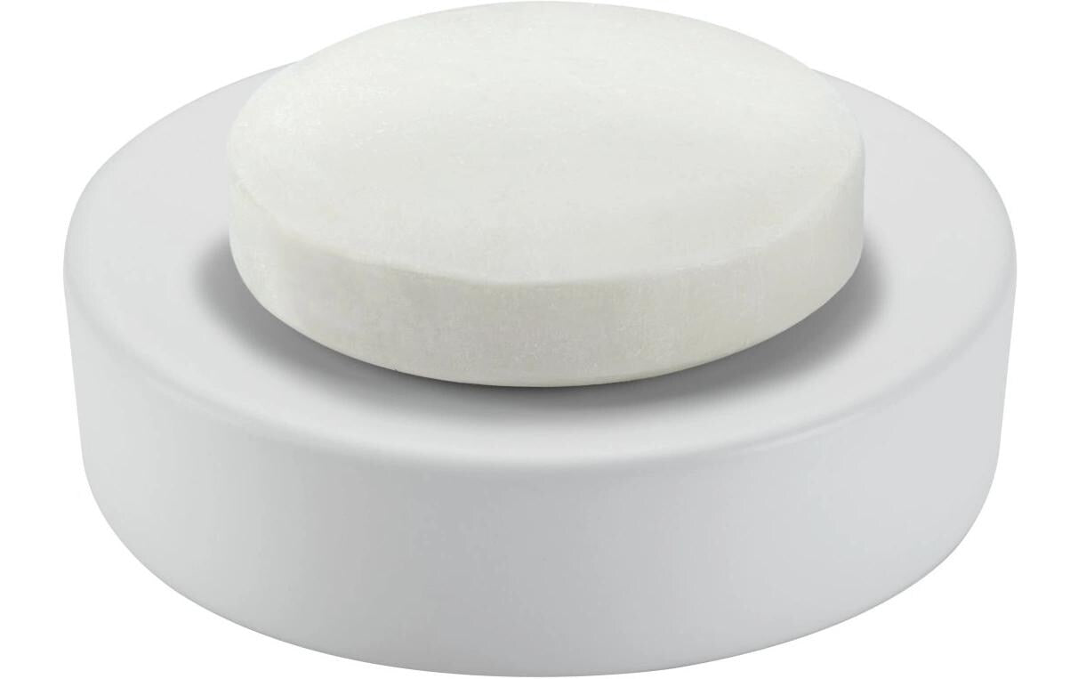 Diaqua Seifenschale Zylo – Ø11,5×3 cm, Keramik/Metall, Weiss, rund