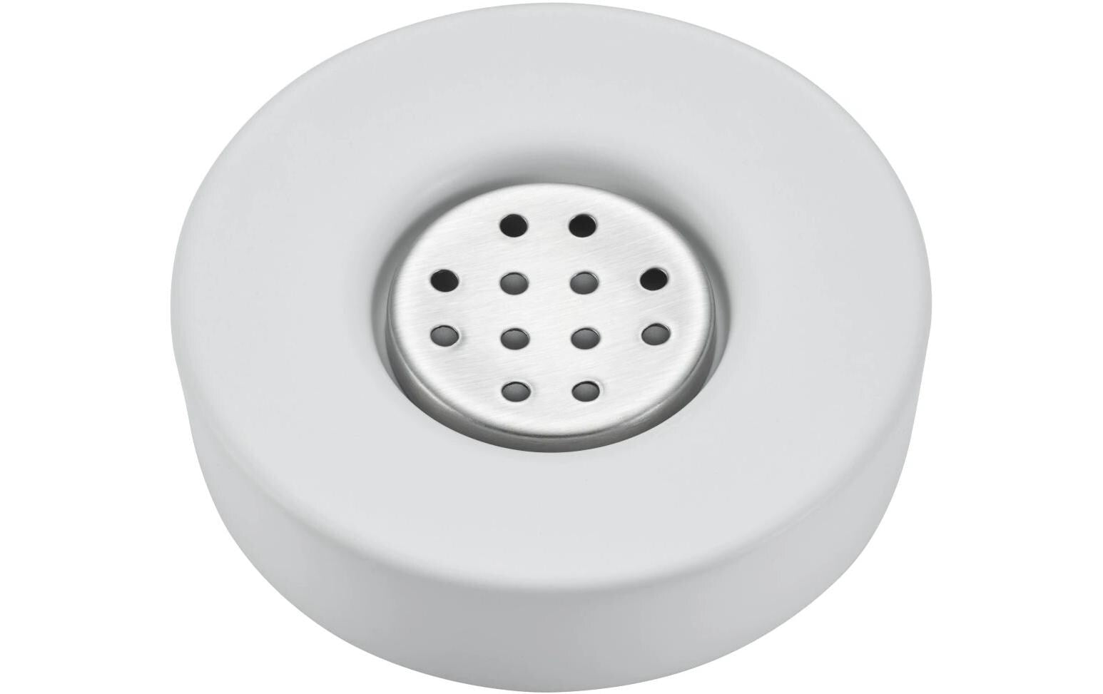 Diaqua Seifenschale Zylo – Ø11,5×3 cm, Keramik/Metall, Weiss, rund