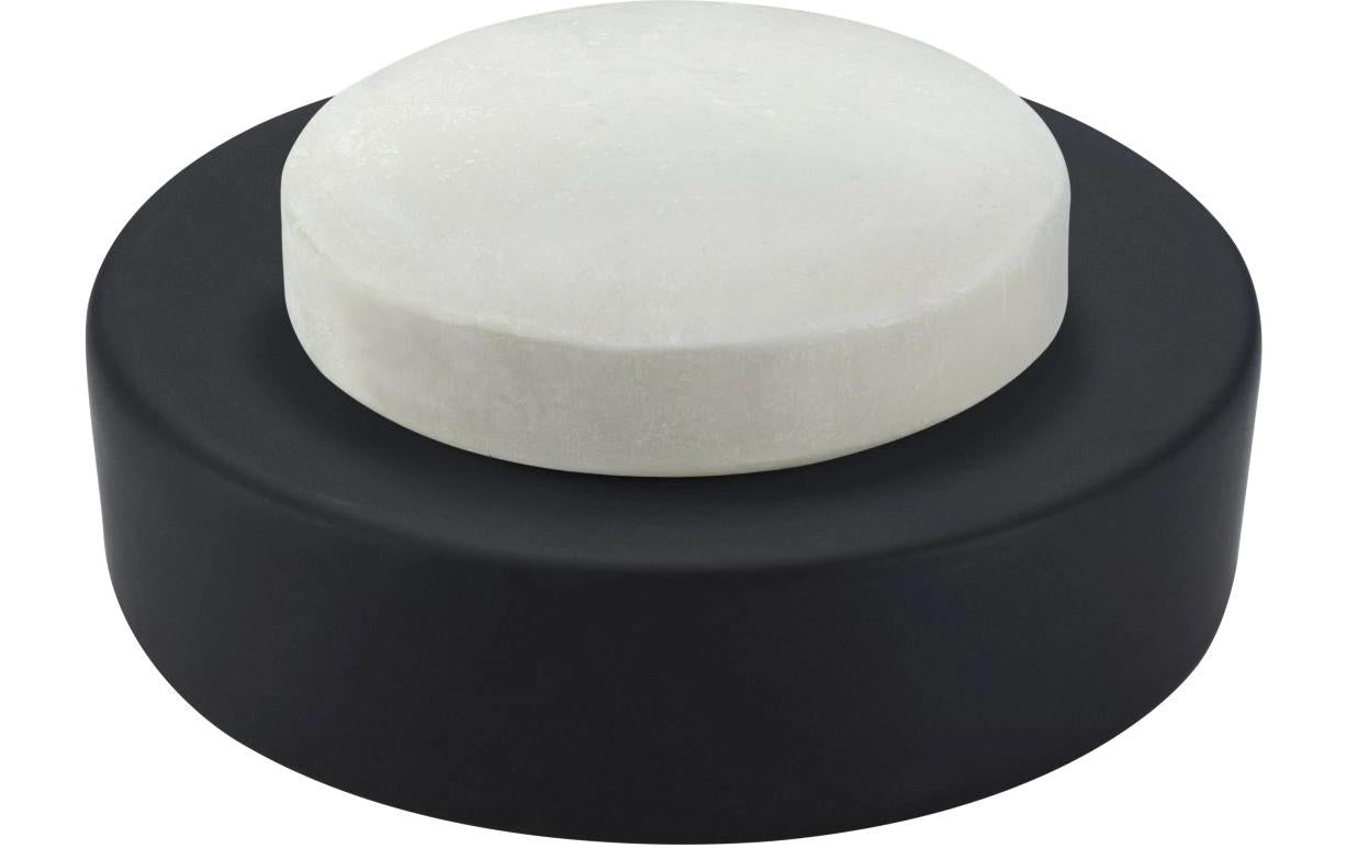 Diaqua Seifenschale Zylo – Keramik, Metall, Ø11,5×3 cm, Schwarz (rund)