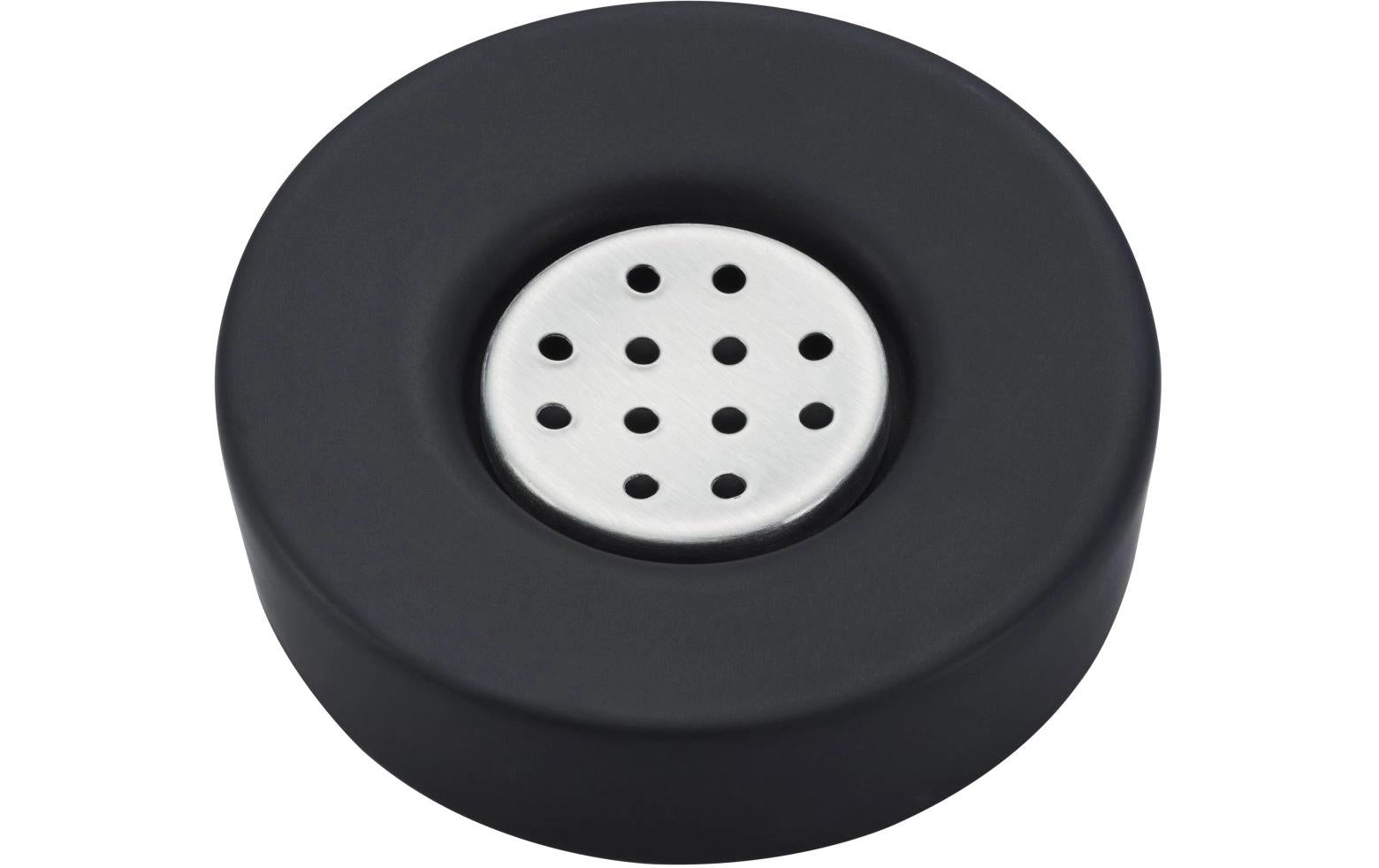 Diaqua Seifenschale Zylo – Keramik, Metall, Ø11,5×3 cm, Schwarz (rund)