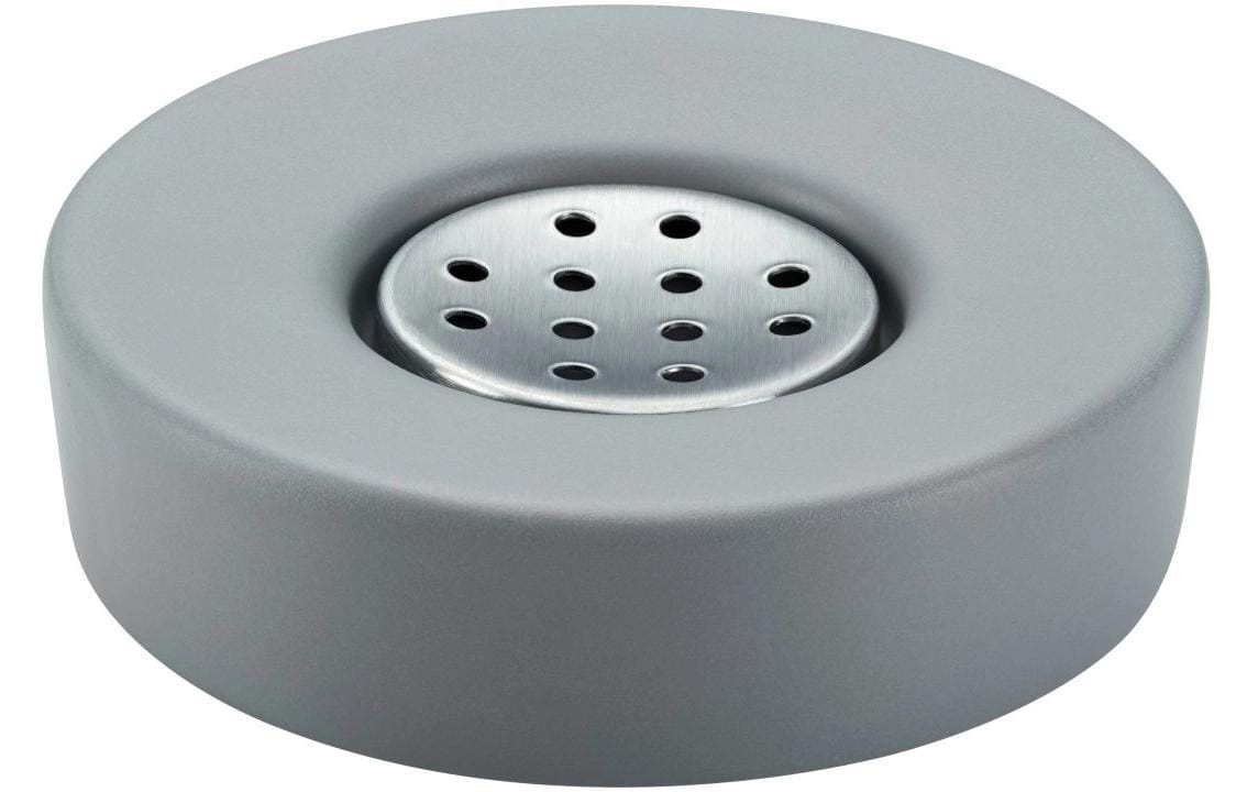 Diaqua Seifenschale Zylo – Keramik/Metall, Ø11,5×3 cm, Grau (rund)