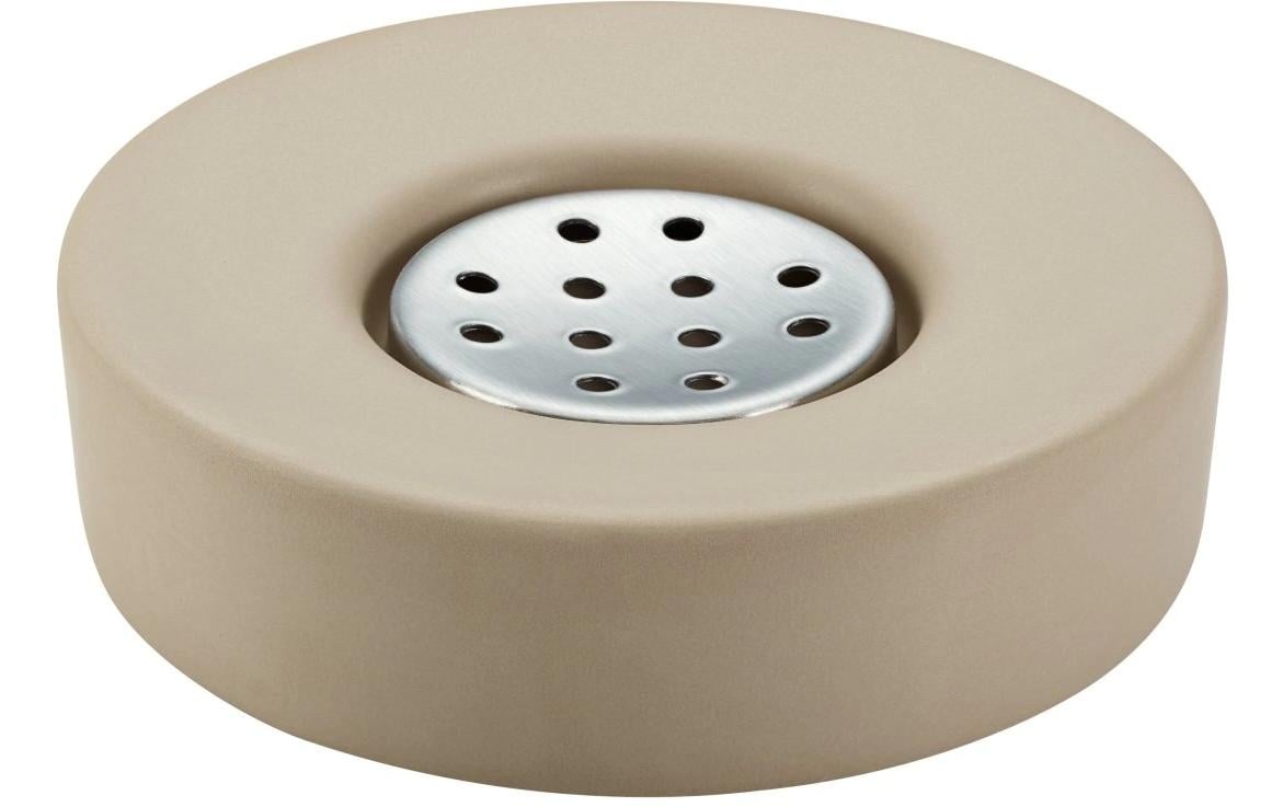 Diaqua Seifenschale Zylo – Keramik/Metall, Ø11,5×3 cm, Beige (rund)