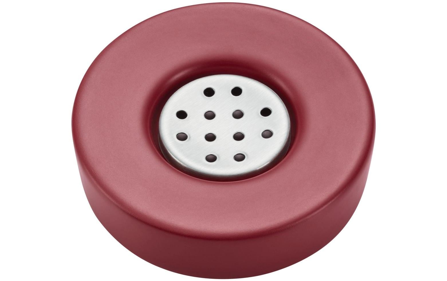 Diaqua Seifenschale Zylo – Keramik/Metall, Ø11,5×3 cm, Rot