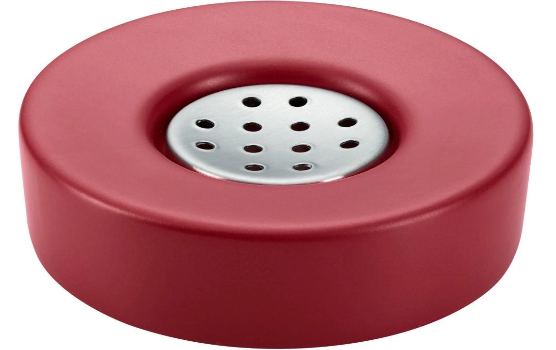 Diaqua Seifenschale Zylo – Keramik/Metall, Ø11,5×3 cm, Rot