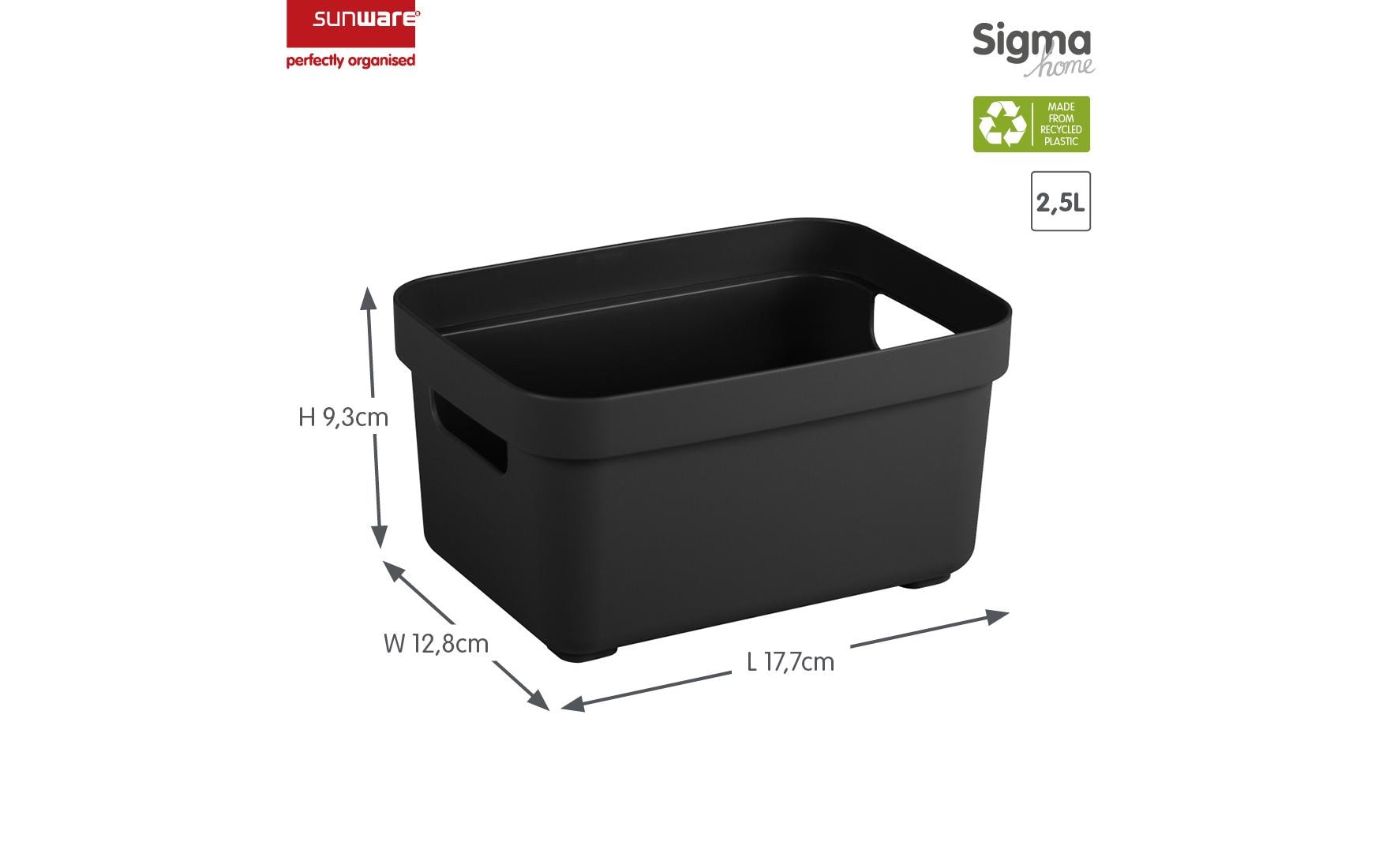 Sigma home Aufbewahrungsbox 2,5 l (ohne Deckel) – Kunststoff – Schwarz – 177 × 128 × 93 mm
