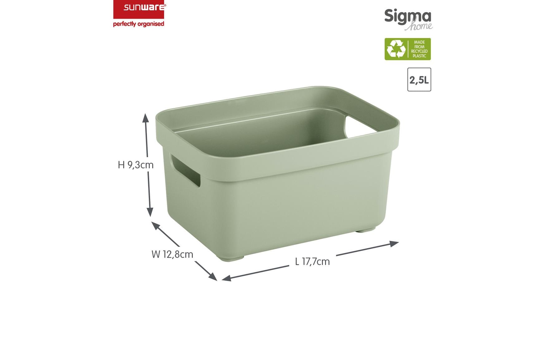Sigma home Aufbewahrungsbox 2,5 l ohne Deckel – Kunststoff – Grün – stapelbar, mit Griff – 177 × 128 × 93 mm