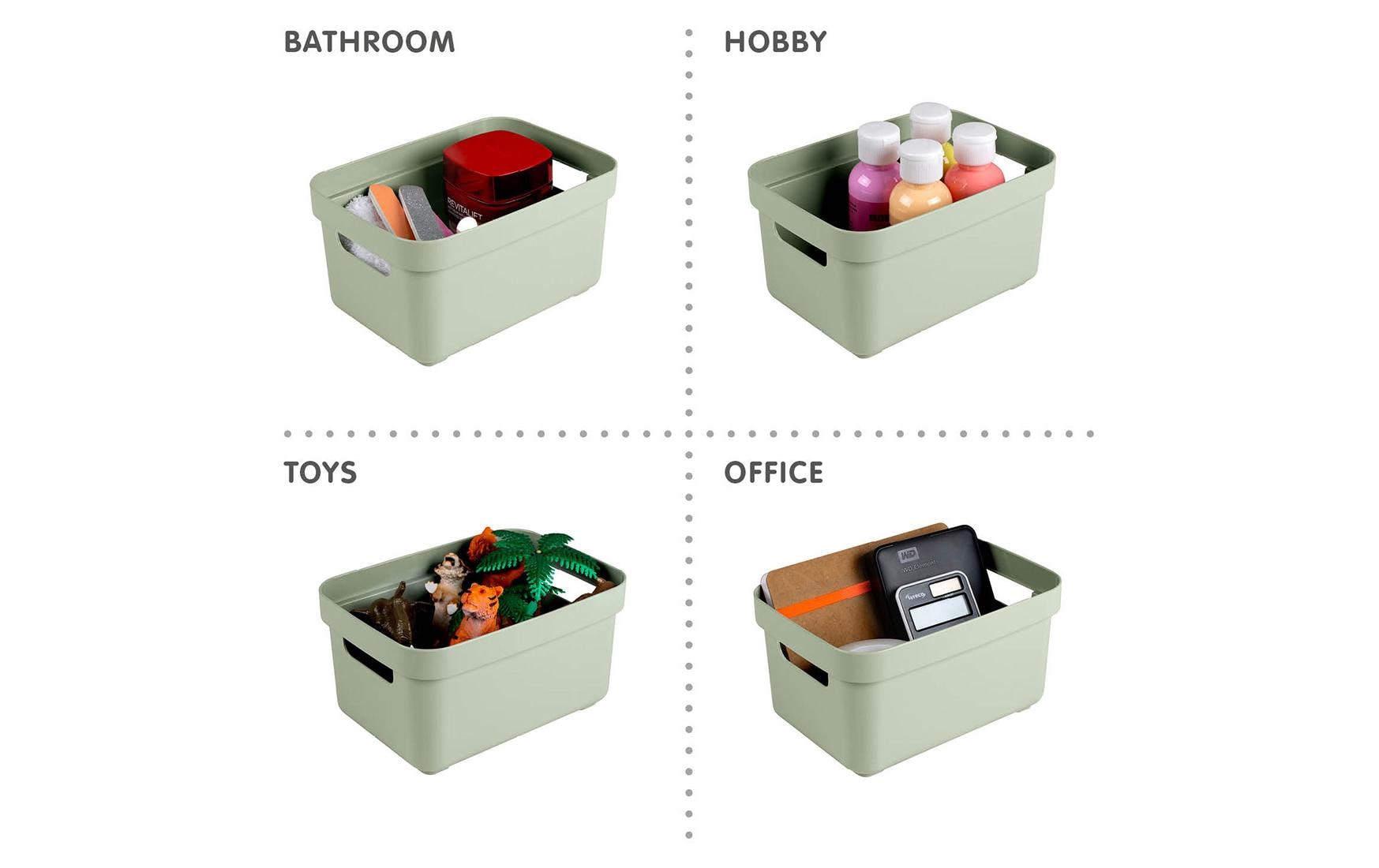 Sigma home Aufbewahrungsbox 2,5 l ohne Deckel – Kunststoff – Grün – stapelbar, mit Griff – 177 × 128 × 93 mm