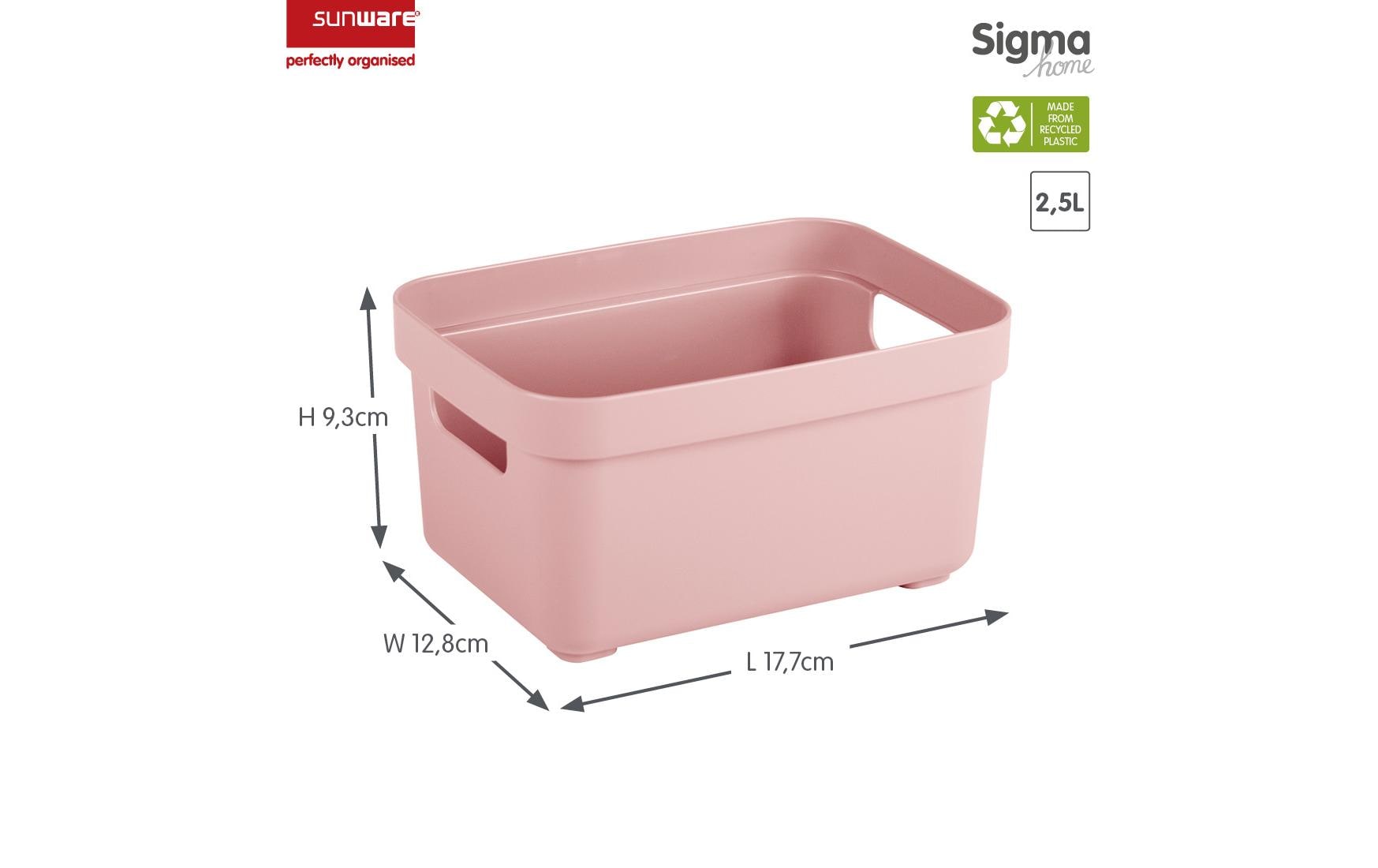 Sigma home Aufbewahrungsbox 2,5 l (ohne Deckel) – Kunststoff – Rosa – mit Griff – 177 × 128 × 93 mm