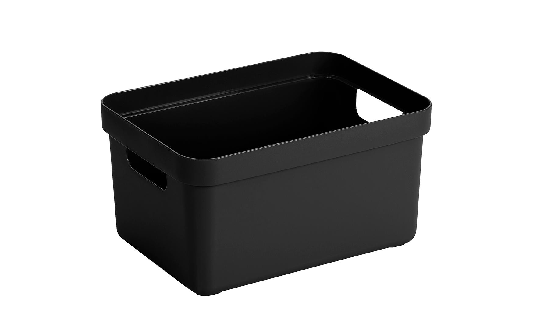 Sigma home Aufbewahrungsbox 5 L (ohne Deckel) – Kunststoff – Schwarz – stapelbar – 252 × 122 × 180 mm