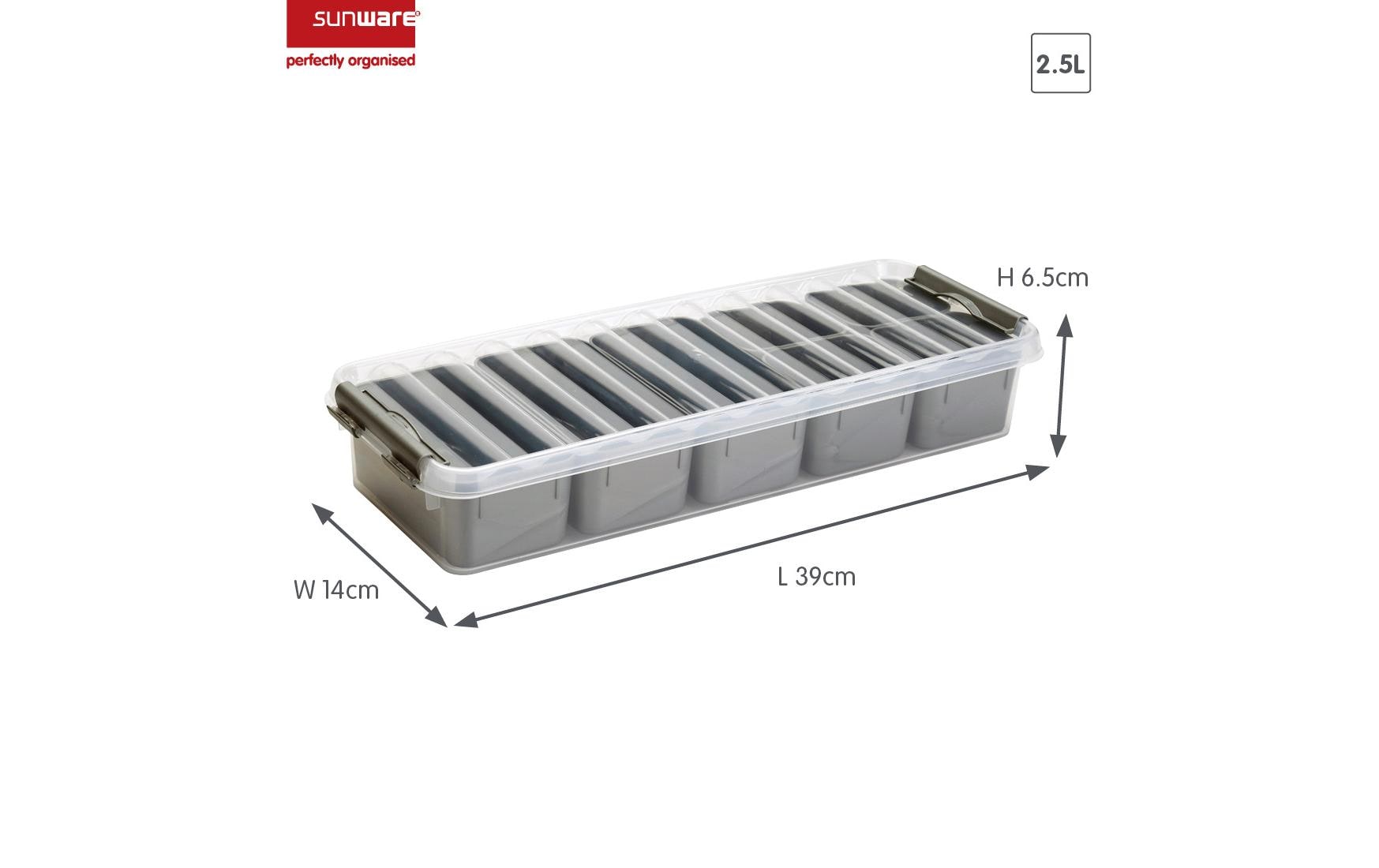Sigma home Q-Line Aufbewahrungsbox 3,5 l – Kunststoff – Grau – 390 × 140 × 95 mm