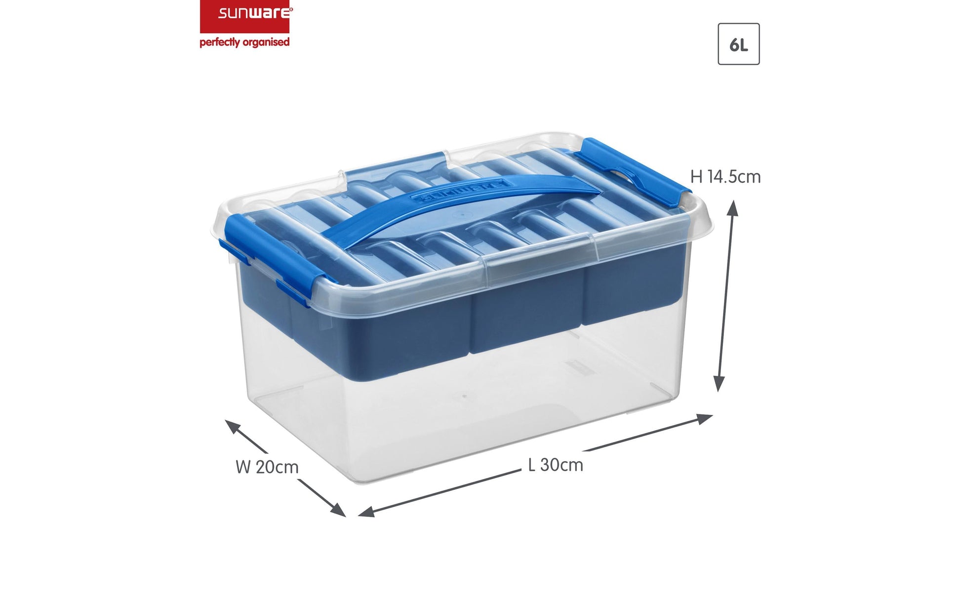 Sigma home Q-Line Aufbewahrungsbox 6 l – Kunststoff – Blau – 300 × 200 × 145 mm