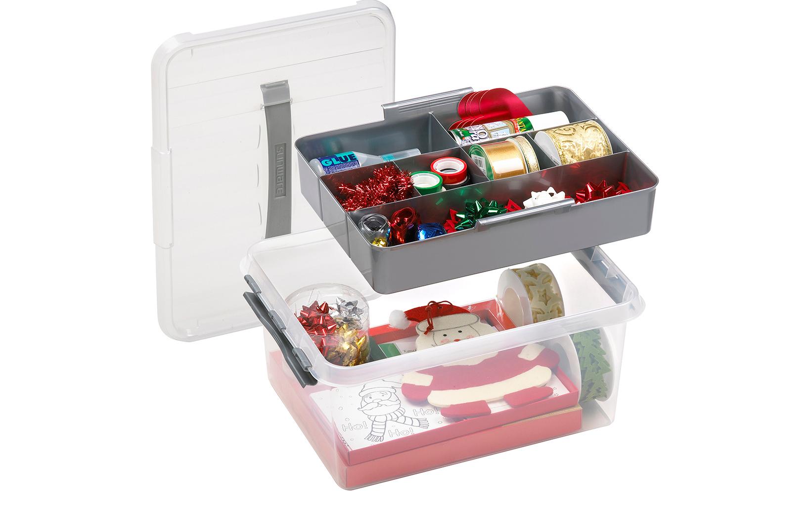Sigma home Q-Line Aufbewahrungsbox 15 l (mit Deckel) – Kunststoff – Grau – 400 × 300 × 180 mm