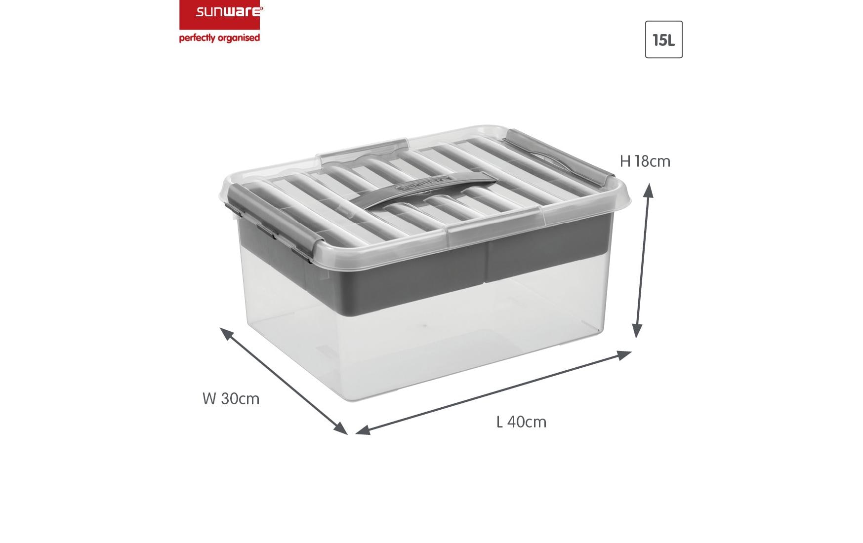Sigma home Q-Line Aufbewahrungsbox 15 l (mit Deckel) – Kunststoff – Grau – 400 × 300 × 180 mm