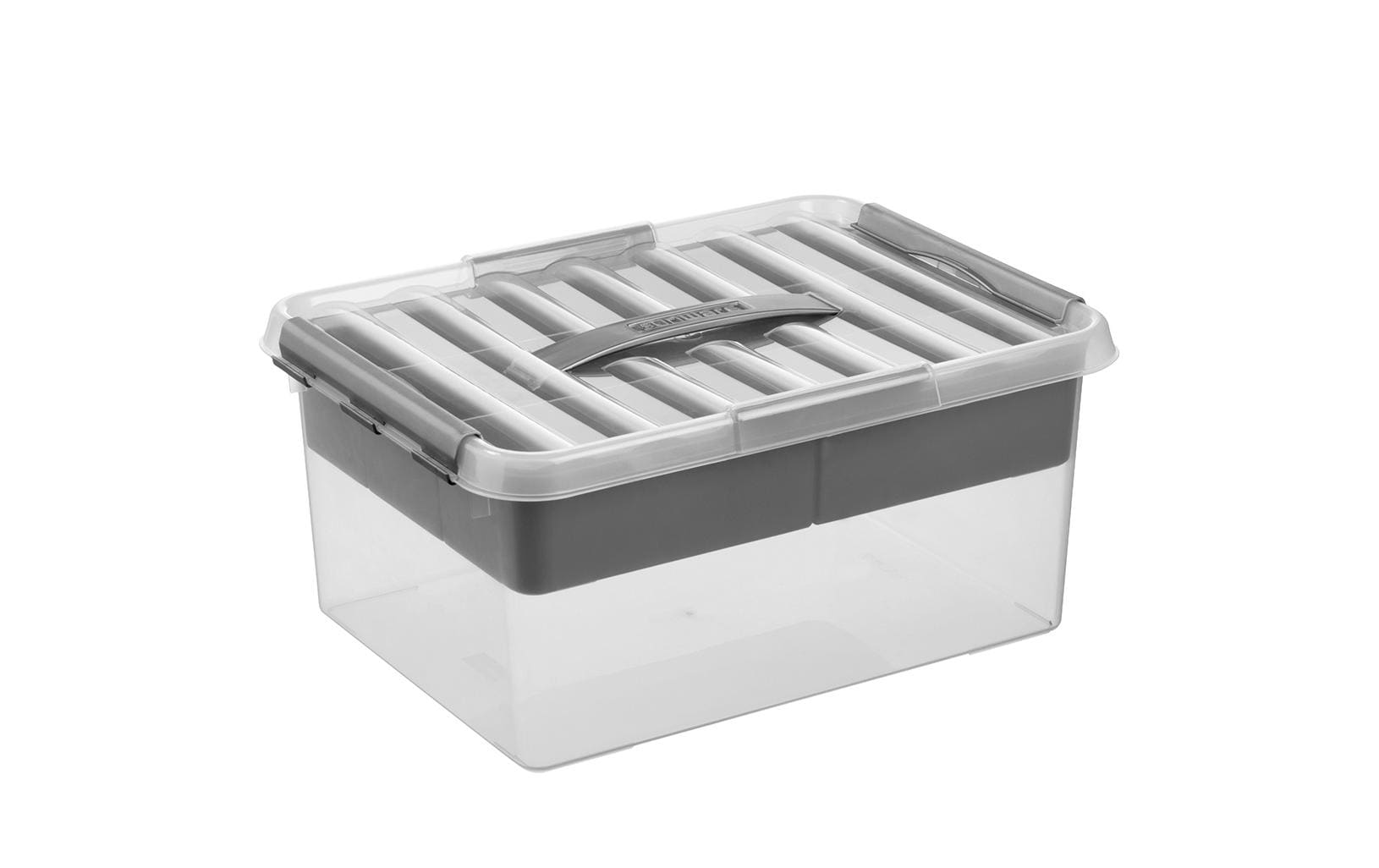Sigma home Q-Line Aufbewahrungsbox 15 l (mit Deckel) – Kunststoff – Grau – 400 × 300 × 180 mm