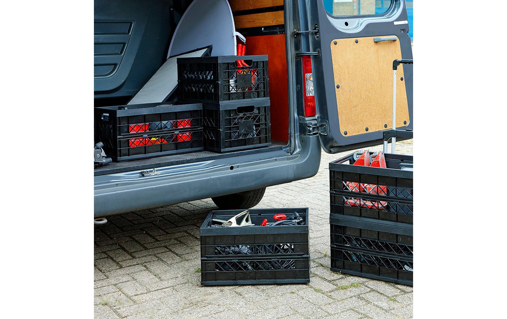 Sigma home Aufbewahrungsbox 45 l – Schwarz, Kunststoff, B 530 × H 354 × T 284 mm