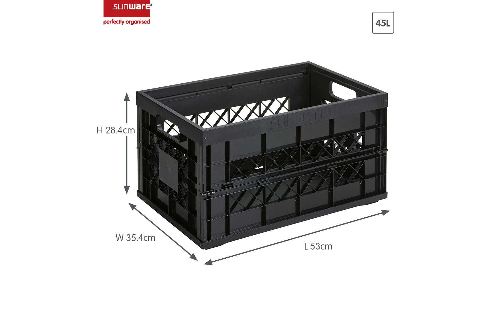 Sigma home Aufbewahrungsbox 45 l – Schwarz, Kunststoff, B 530 × H 354 × T 284 mm