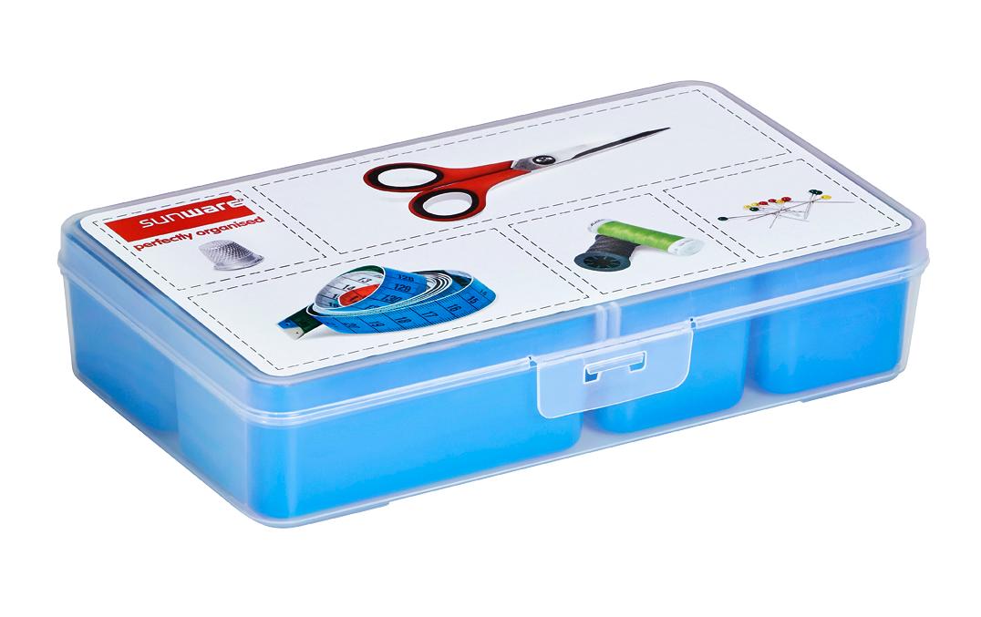 Sigma home Aufbewahrungsbox (mit Deckel) – Kunststoff – Blau/Transparent – 245 × 150 × 52 mm