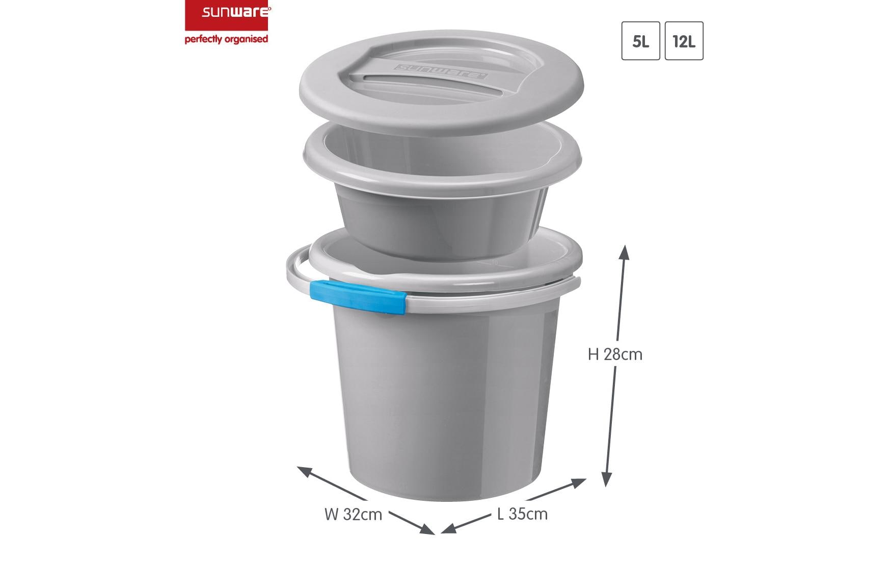 Sigma home Putzeimer Water-Line Set – 12 l – Kunststoff – Grau – 32,0 × 35,0 × 28,0 cm
