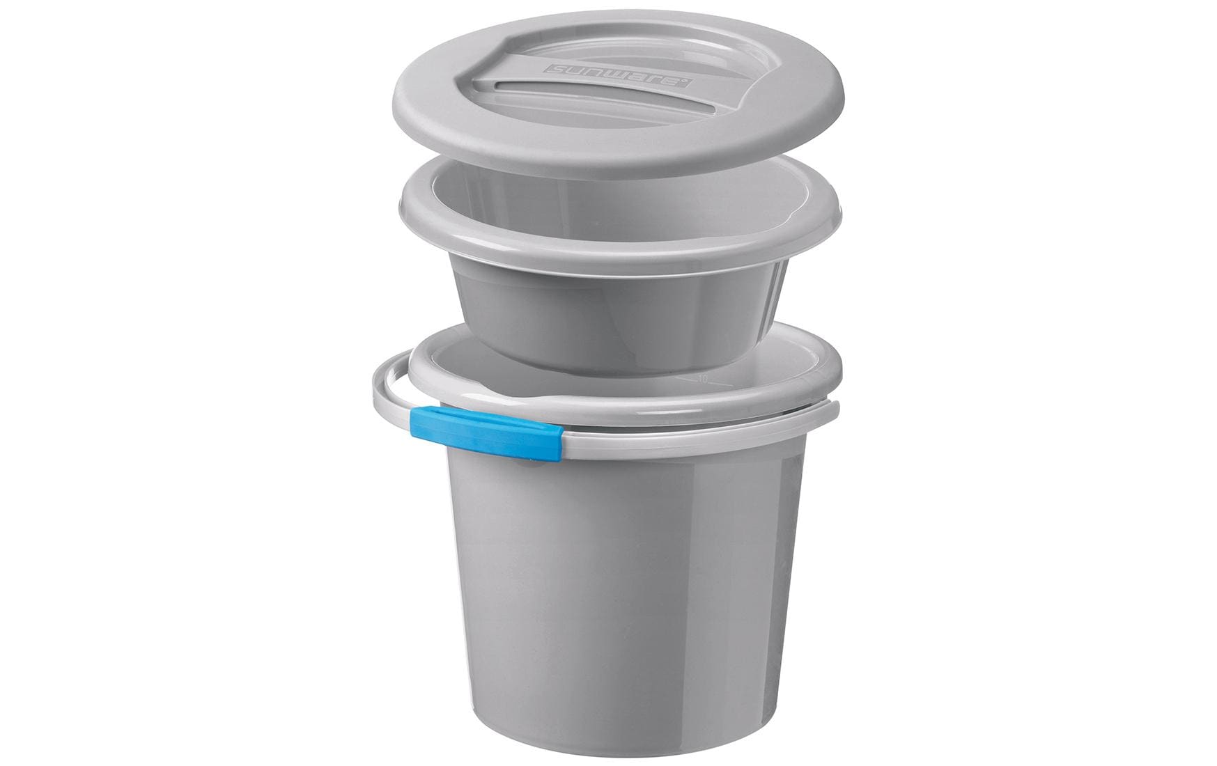 Sigma home Putzeimer Water-Line Set – 12 l – Kunststoff – Grau – 32,0 × 35,0 × 28,0 cm